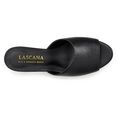 lascana belle affaire slippers met hoge hak met een licht plateau, veganistisch zwart