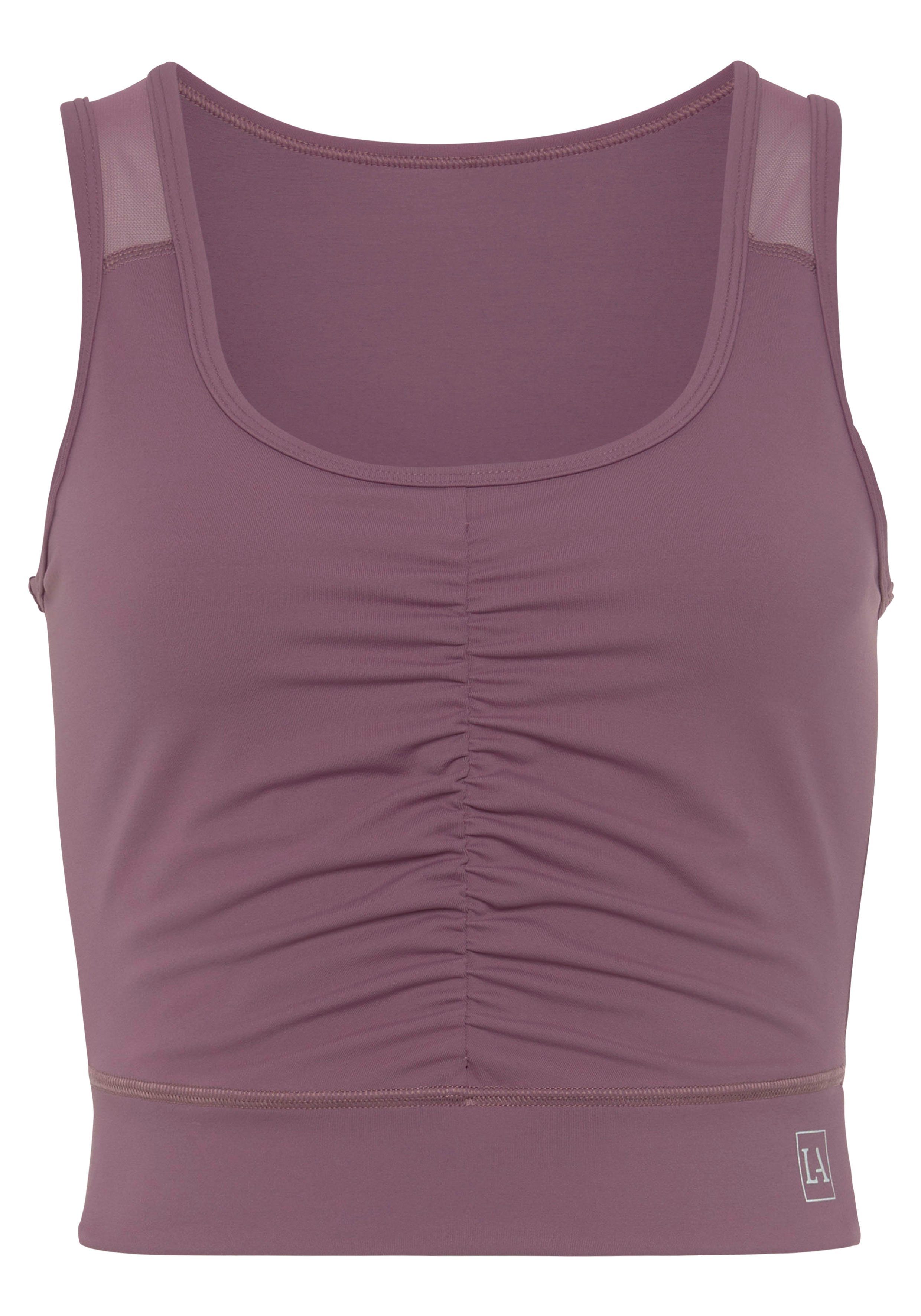 active by Lascana Crop-top met rimpeling en mesh-inzetten