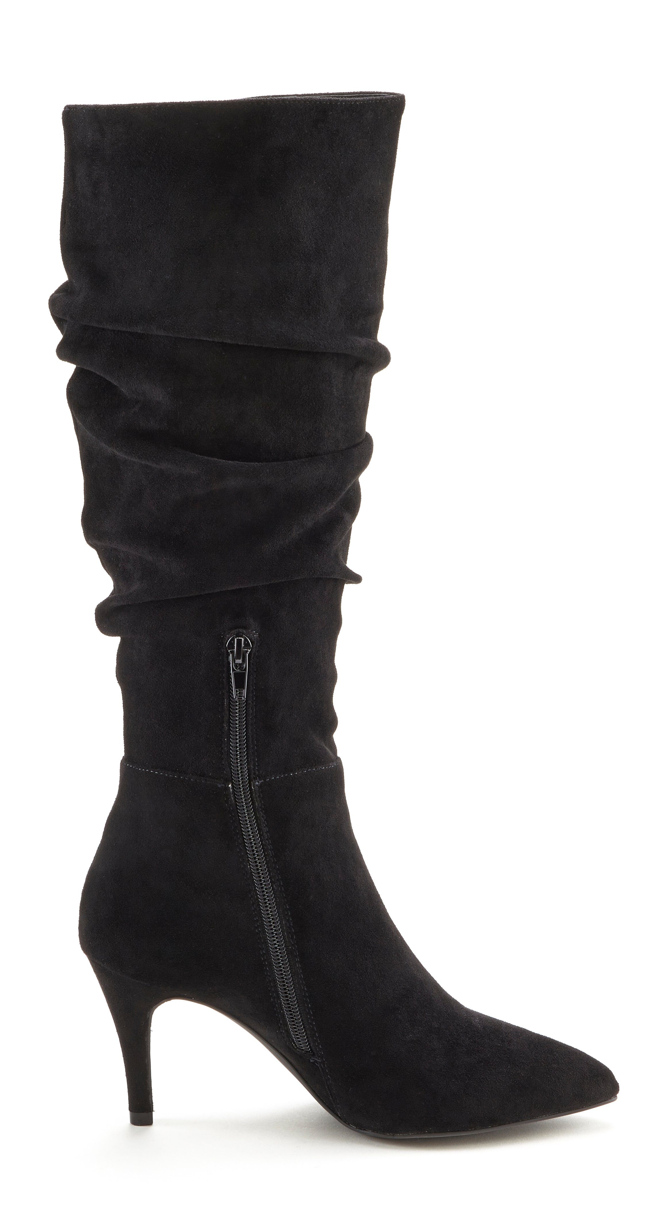 Lascana Laarzen met ritssluiting met modieuze rimpeling, lange schacht, high-heel enkellaars, slouchy boots