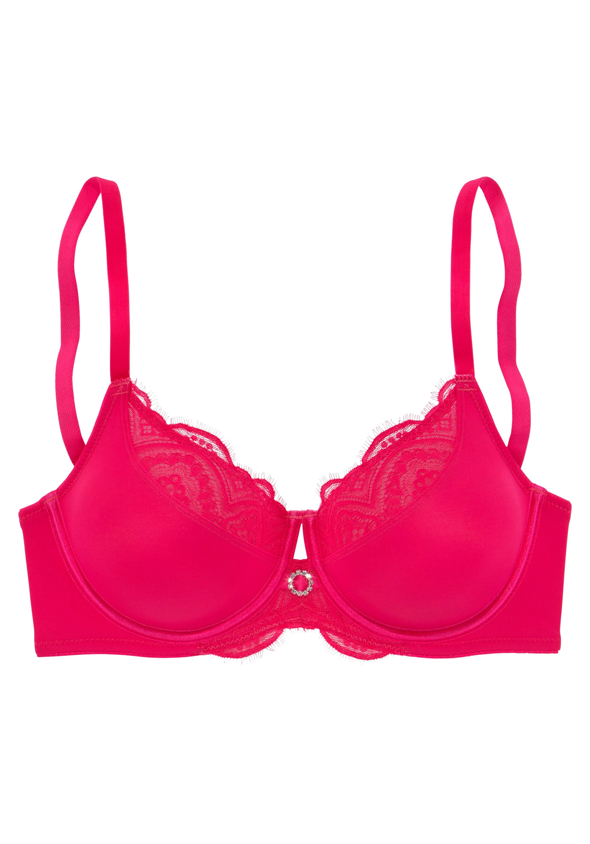 Nuance Minimizer-bh met extravagante stras-accessoire, lingerie minimizer bh's maat 75 D roze