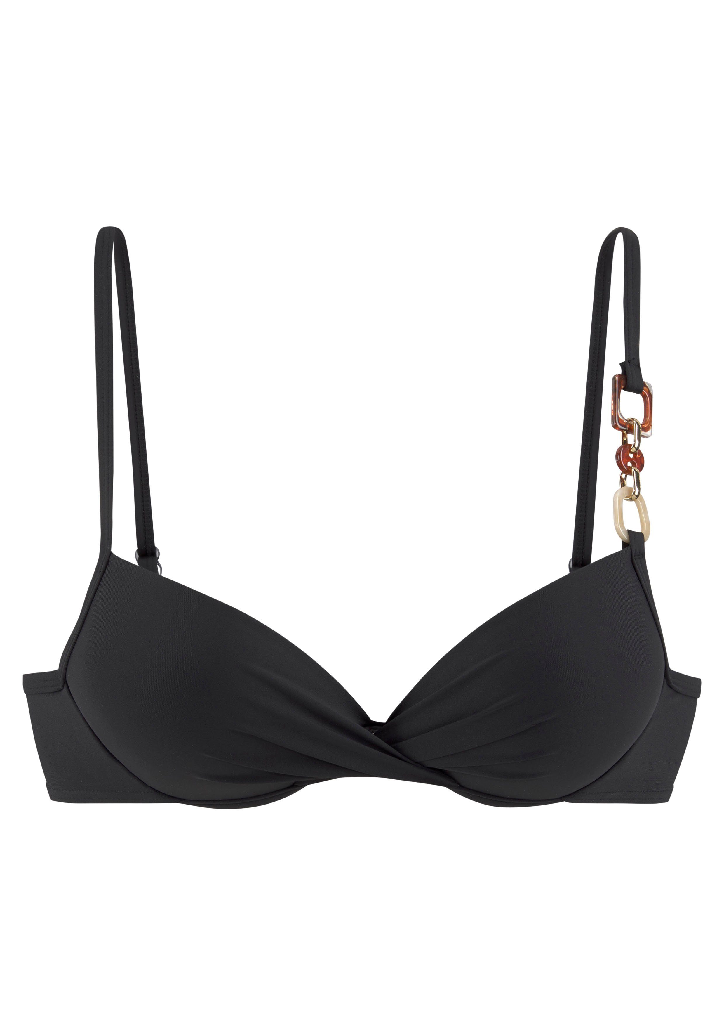 Lascana Bikinitop met beugels Yves met vulling bikini's met kleine cupmaat (a en b) maat 42 D zwart