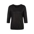 vivance shirt met 3-4-mouwen met zilverkleurige glitterprint zwart