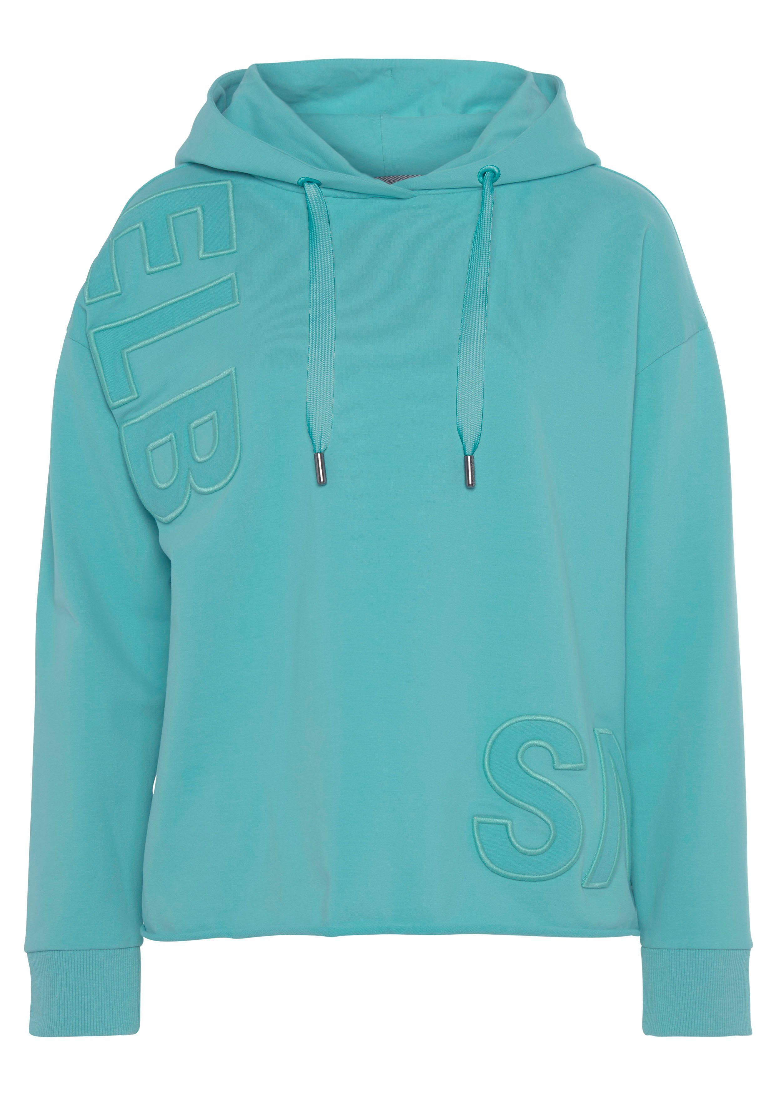 Elbsand Hoodie ELGIN met logo-borduurwerk, losse hoodie van elastische katoen