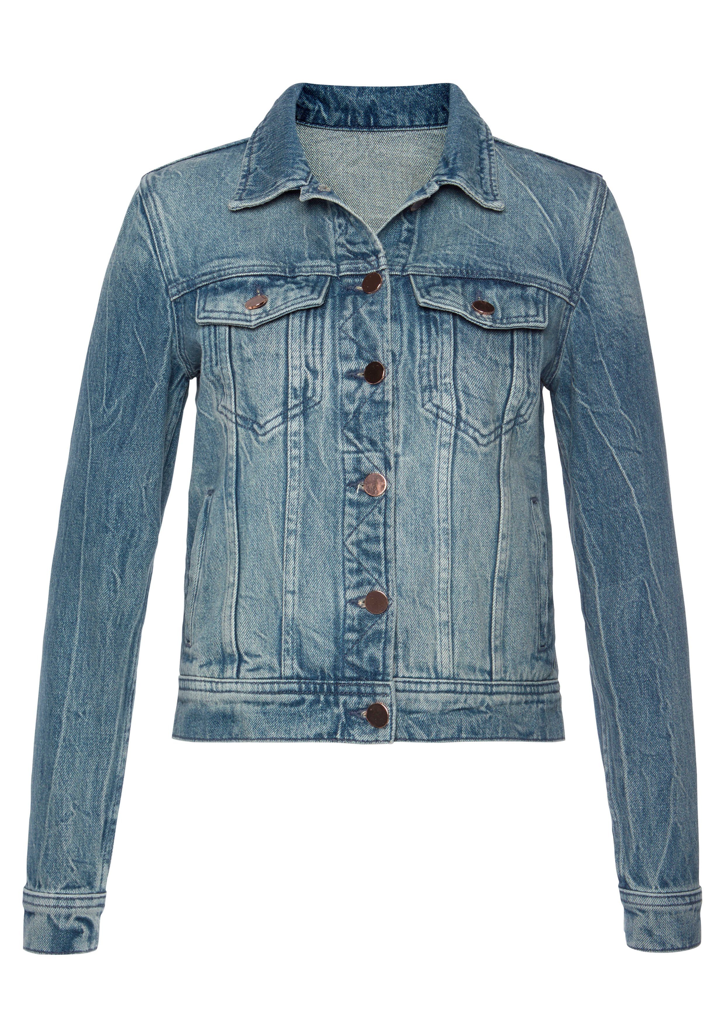 Lascana Jeansjack met twee flapzakken, denimjack van katoen, zomerjack