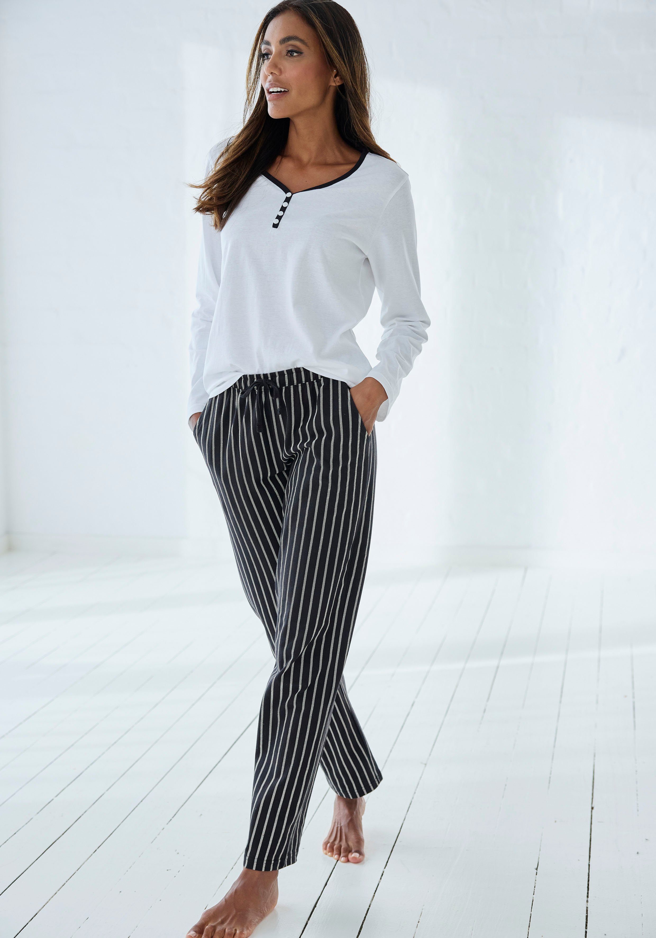 Vivance Dreams Pyjamabroek met zwart-wit print