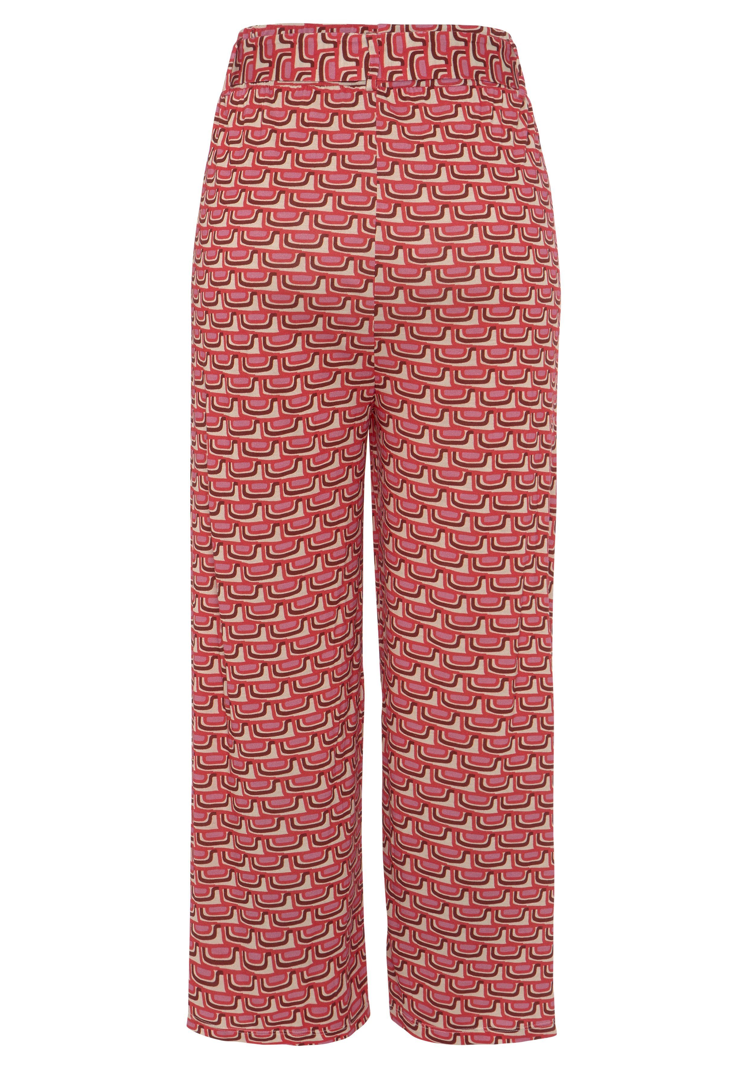 Vivance Culotte met retro-print, lichte jerseybroek, zomerbroek (Met een bindceintuur)