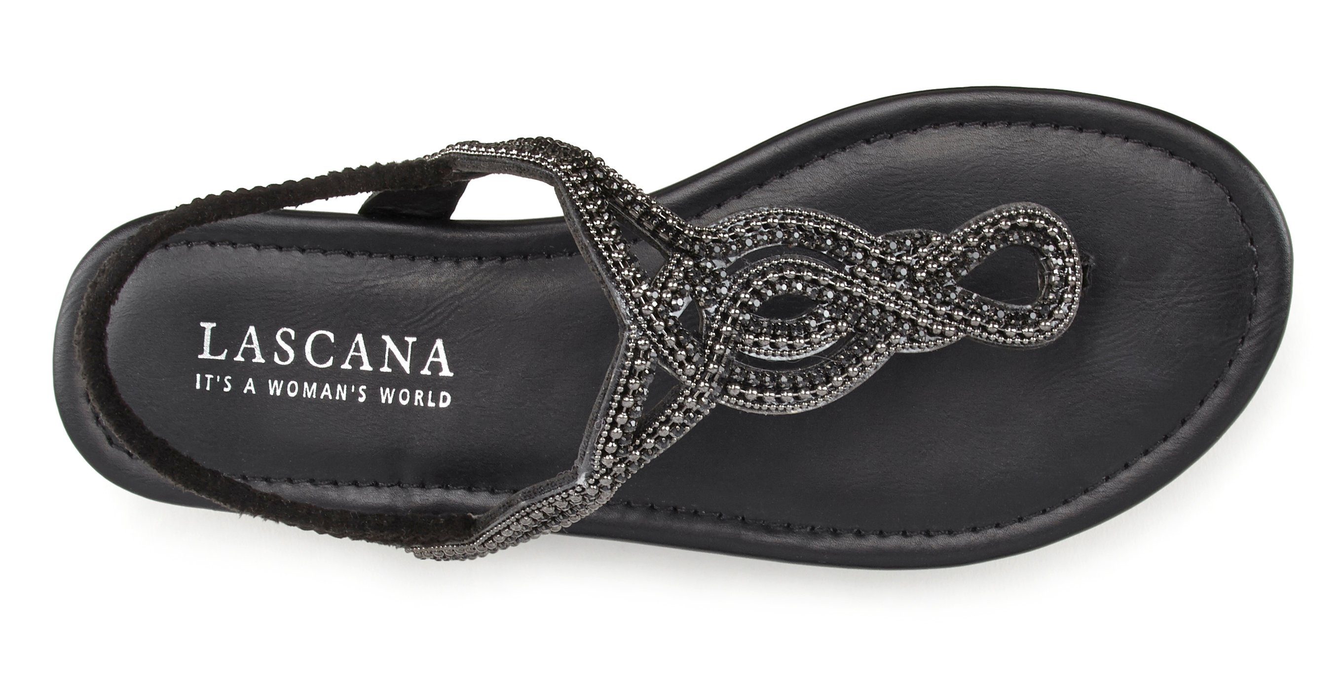 Lascana Teenslippers Sandaal, pantoffel met sierstenen in glitter-look VEGAN
