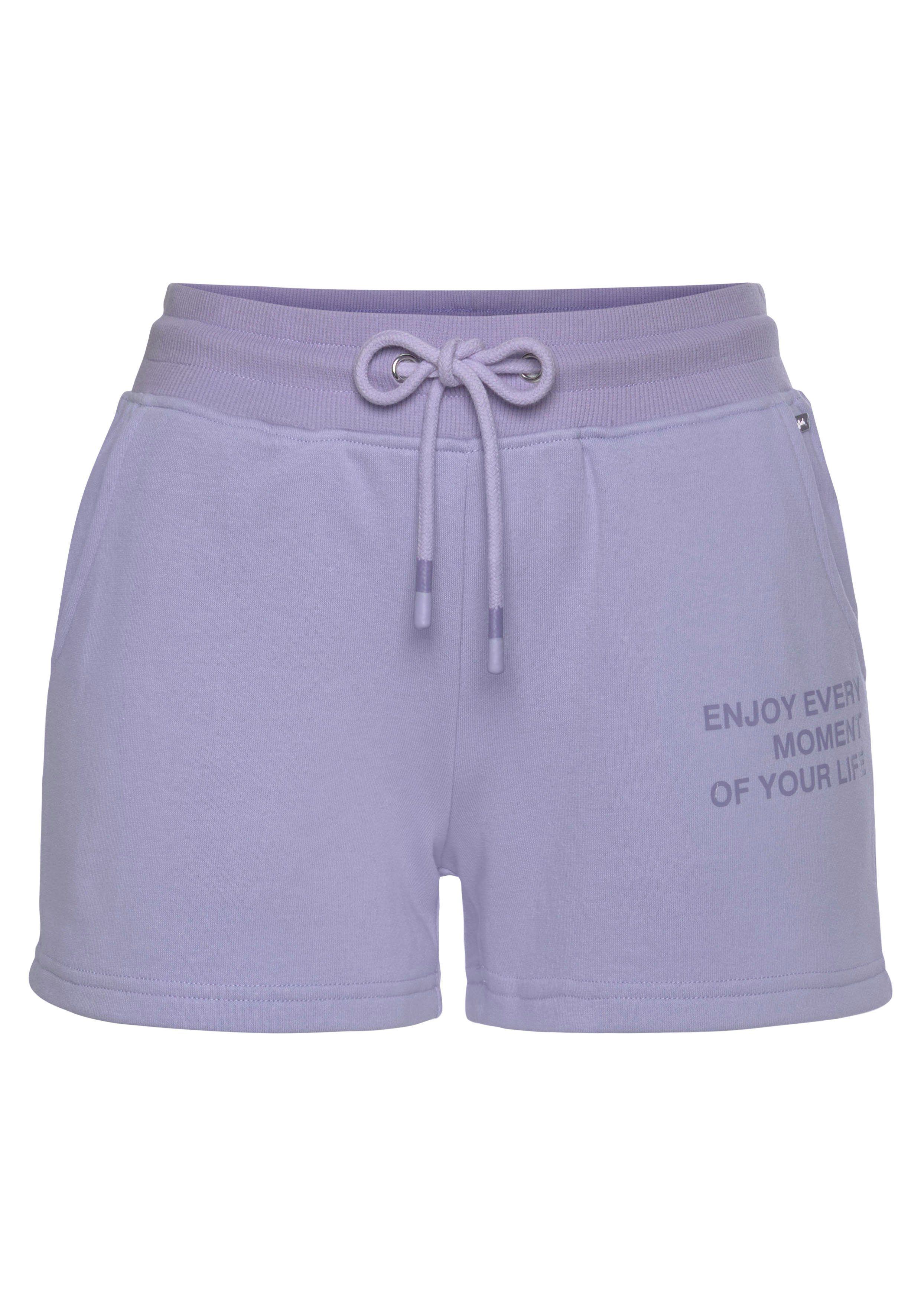 Buffalo Sweatshort met statement print, loungewear lounge broeken maat 40/42 paars