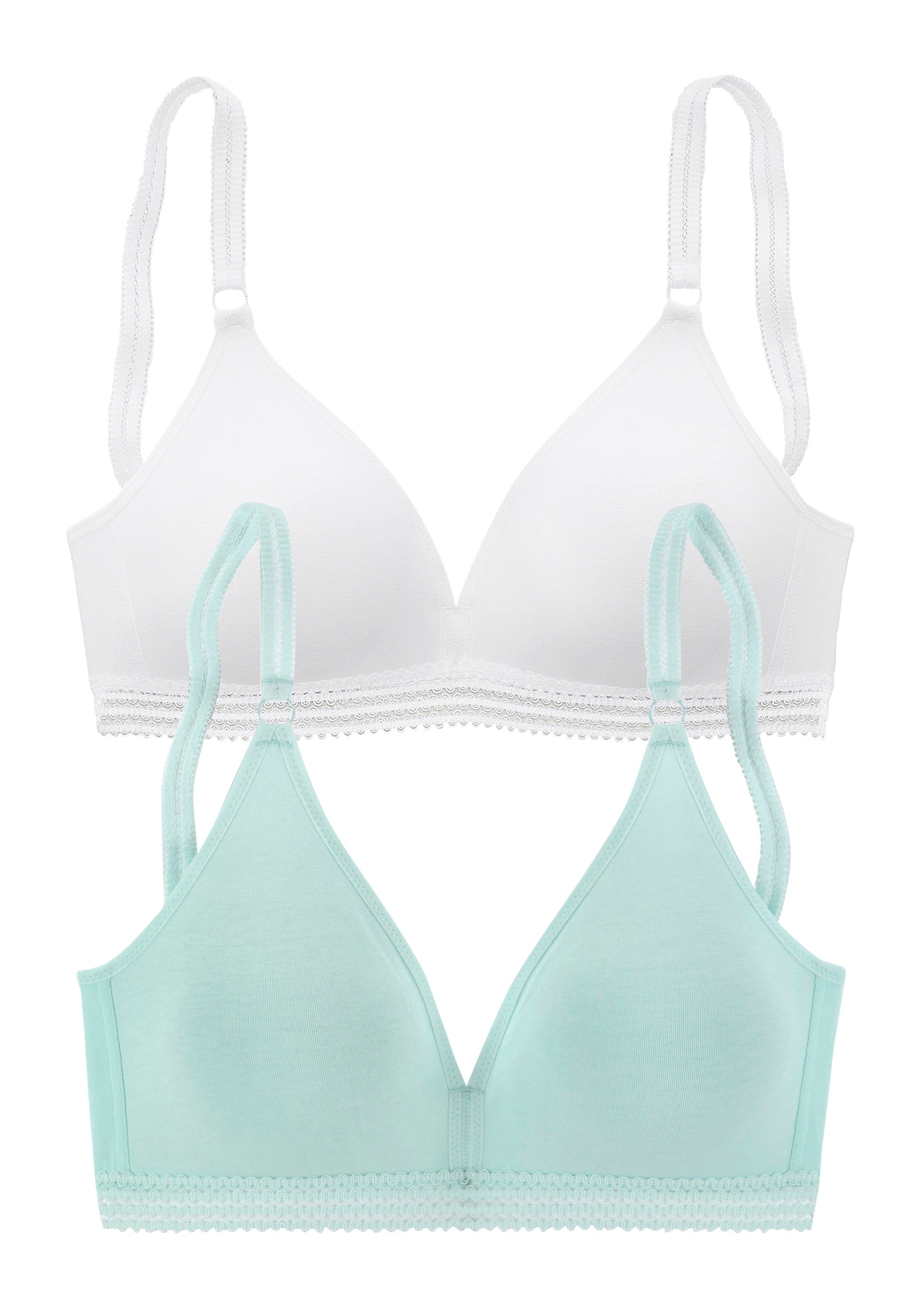 Petite fleur Soft-bh zonder beugels, in een mooie driehoeksvorm (2-delig, Set van 2) bh's zonder beugel maat 80 AA blauw