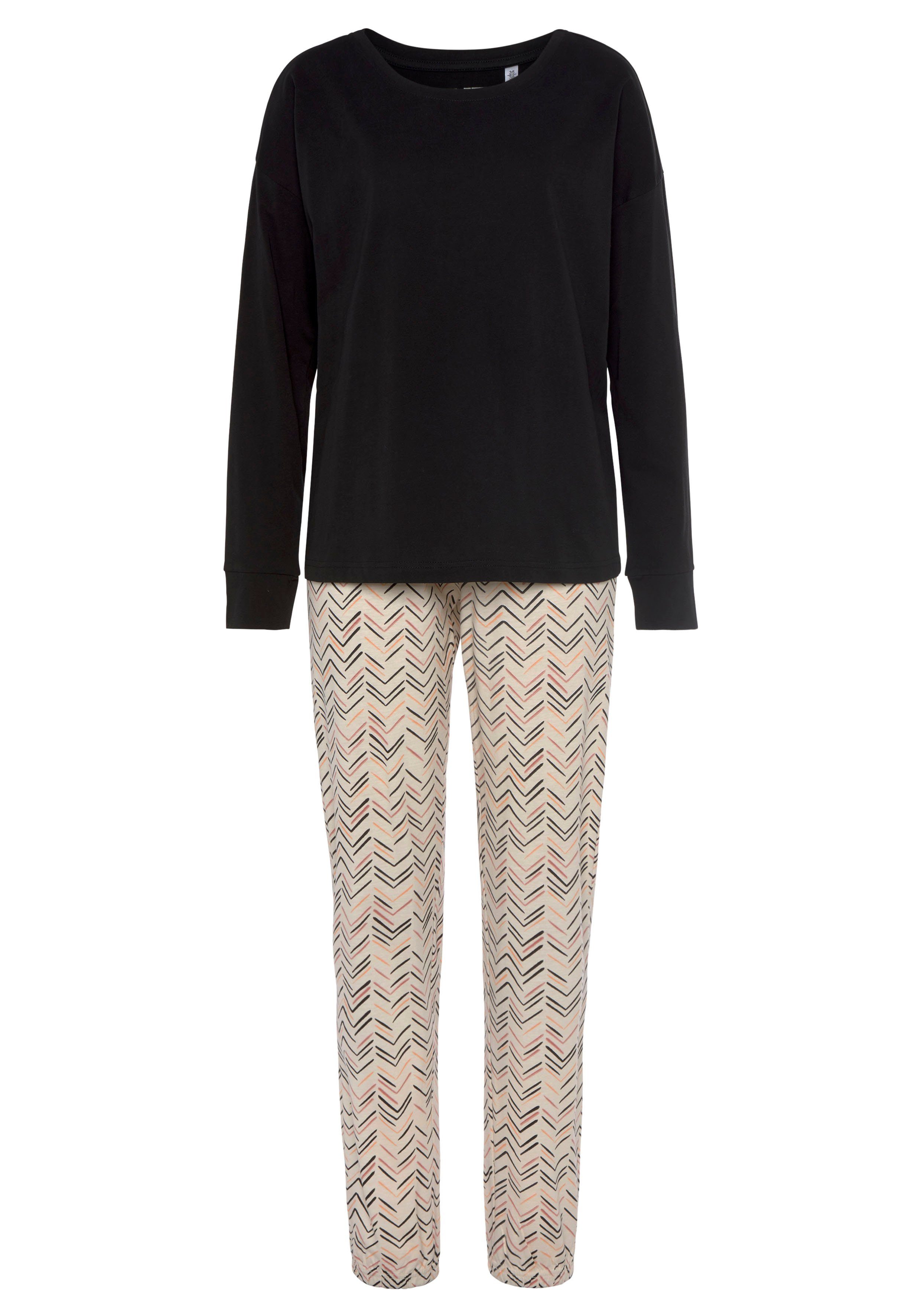 Vivance Dreams Pyjama met schilderachtig visgraatpatroon (2-delig) pyjama's maat 32/34 zwart