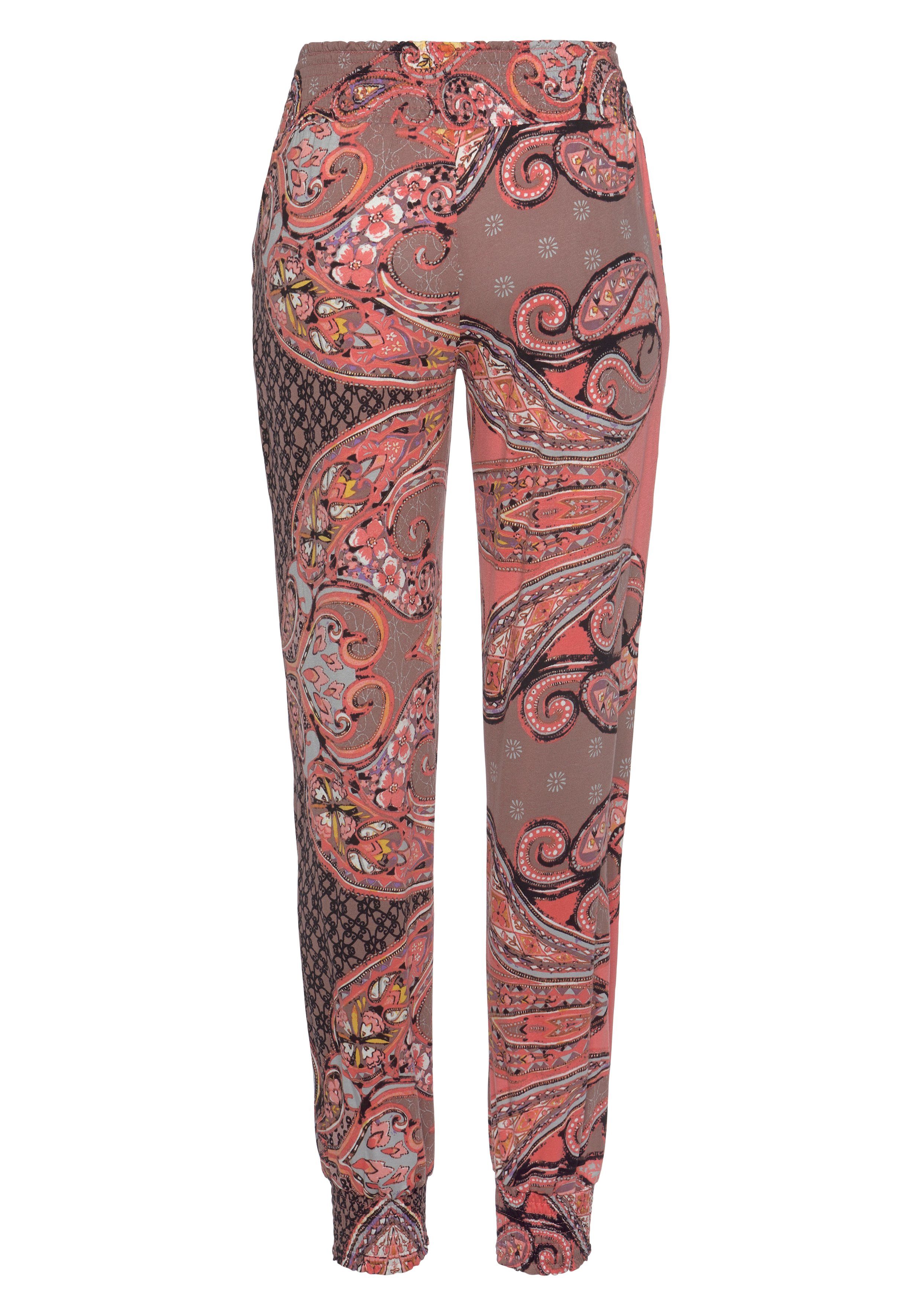 Lascana Jerseybroek met paisley print en zakken, strandbroek, licht en luchtig