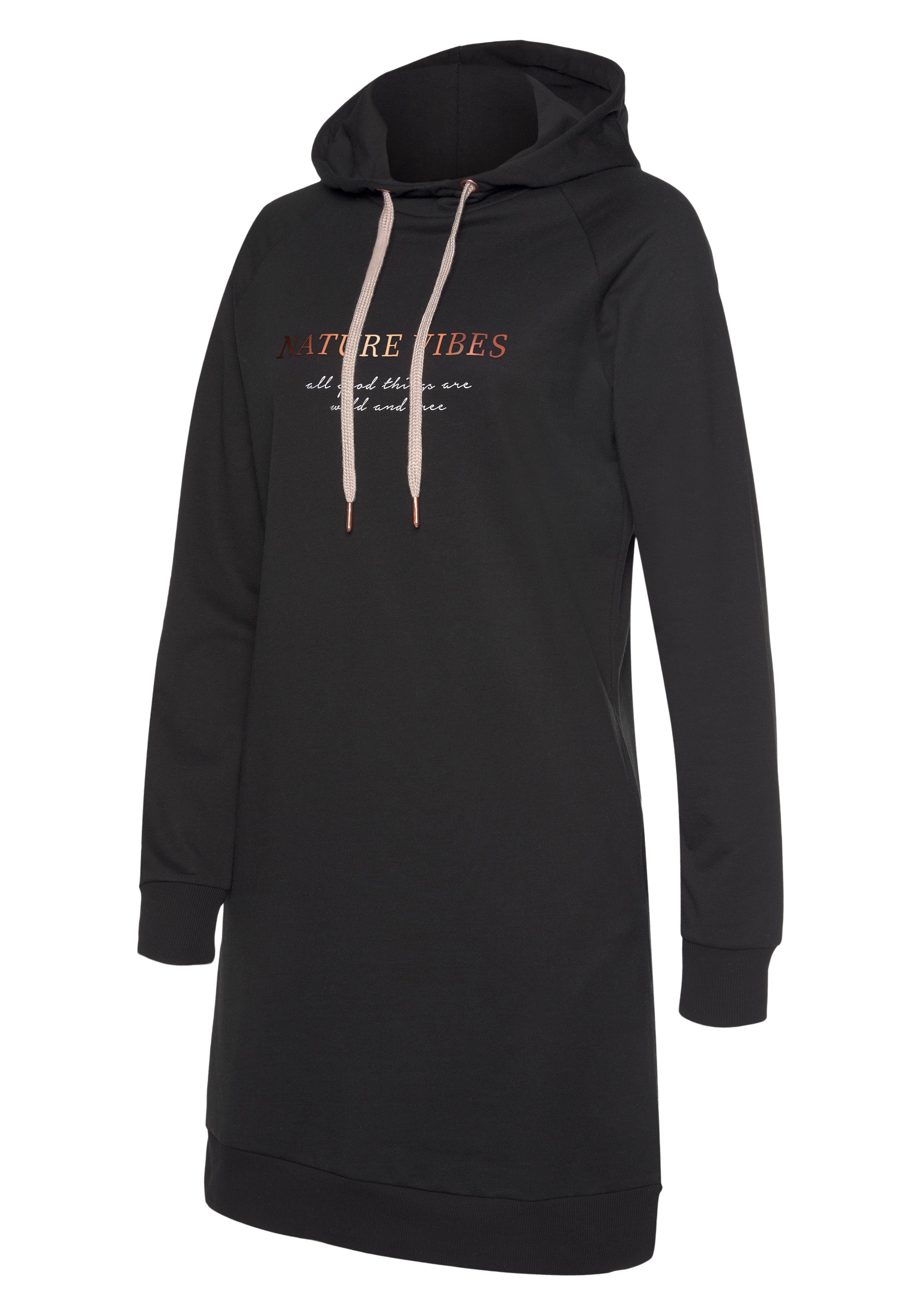 Lascana Sweatjurk Met een capuchon met capuchon en zij-ingangszakken, loungewear