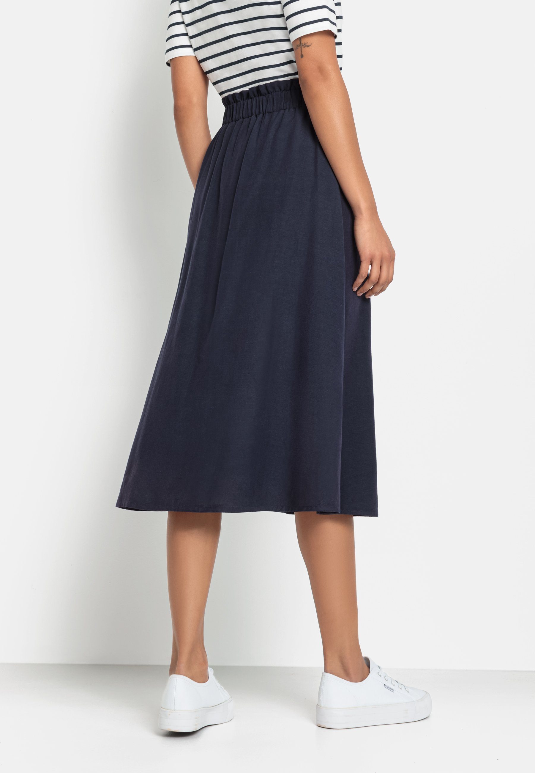 Lascana Zomerrok halflange rok van mix van linnen met knoopsluiting, midi rok, linnen rok