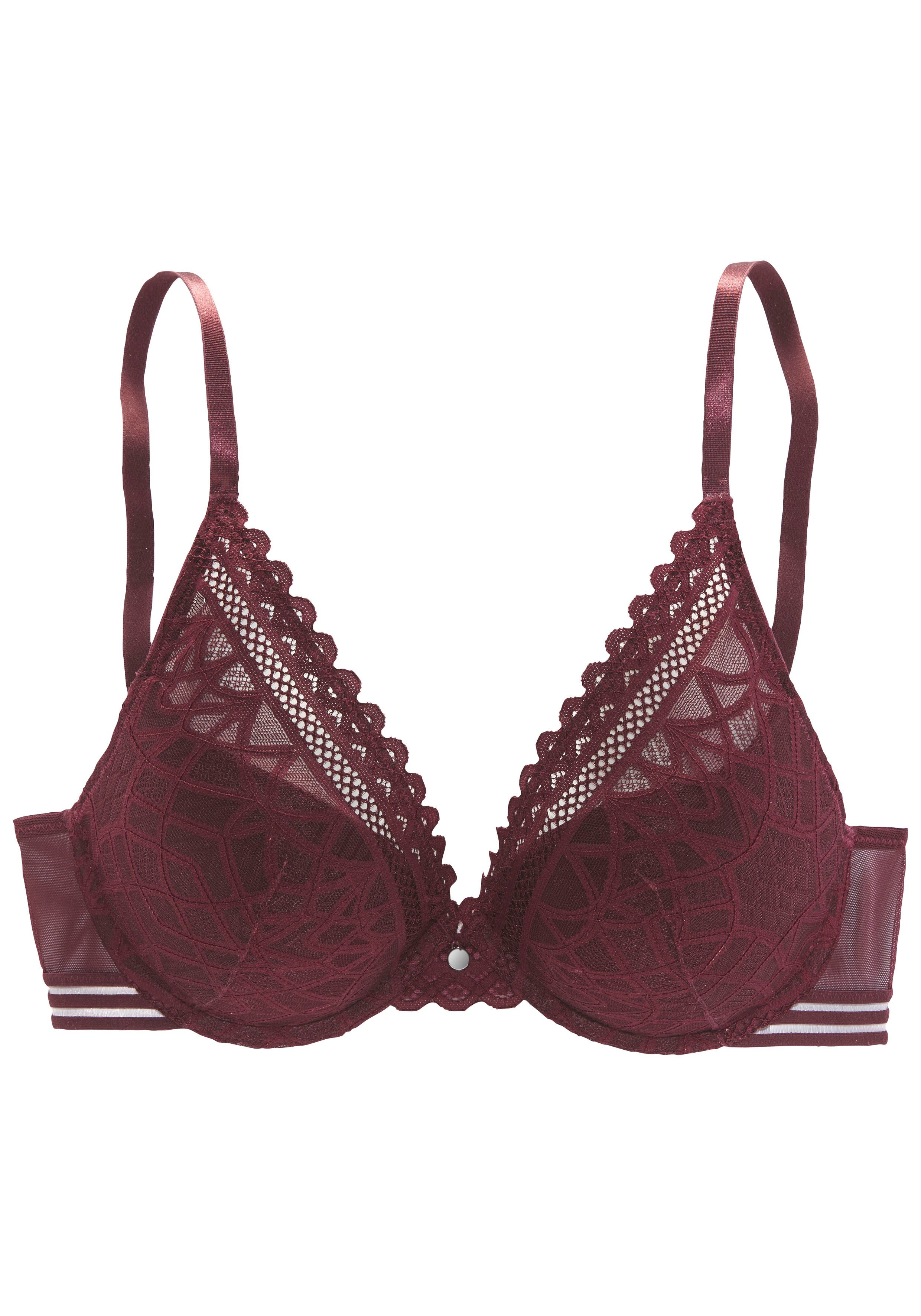 s.Oliver RED LABEL Beachwear Push-up-bh Milene in de elegante high-apex look met grafische jacquardkant, sexy lingerie