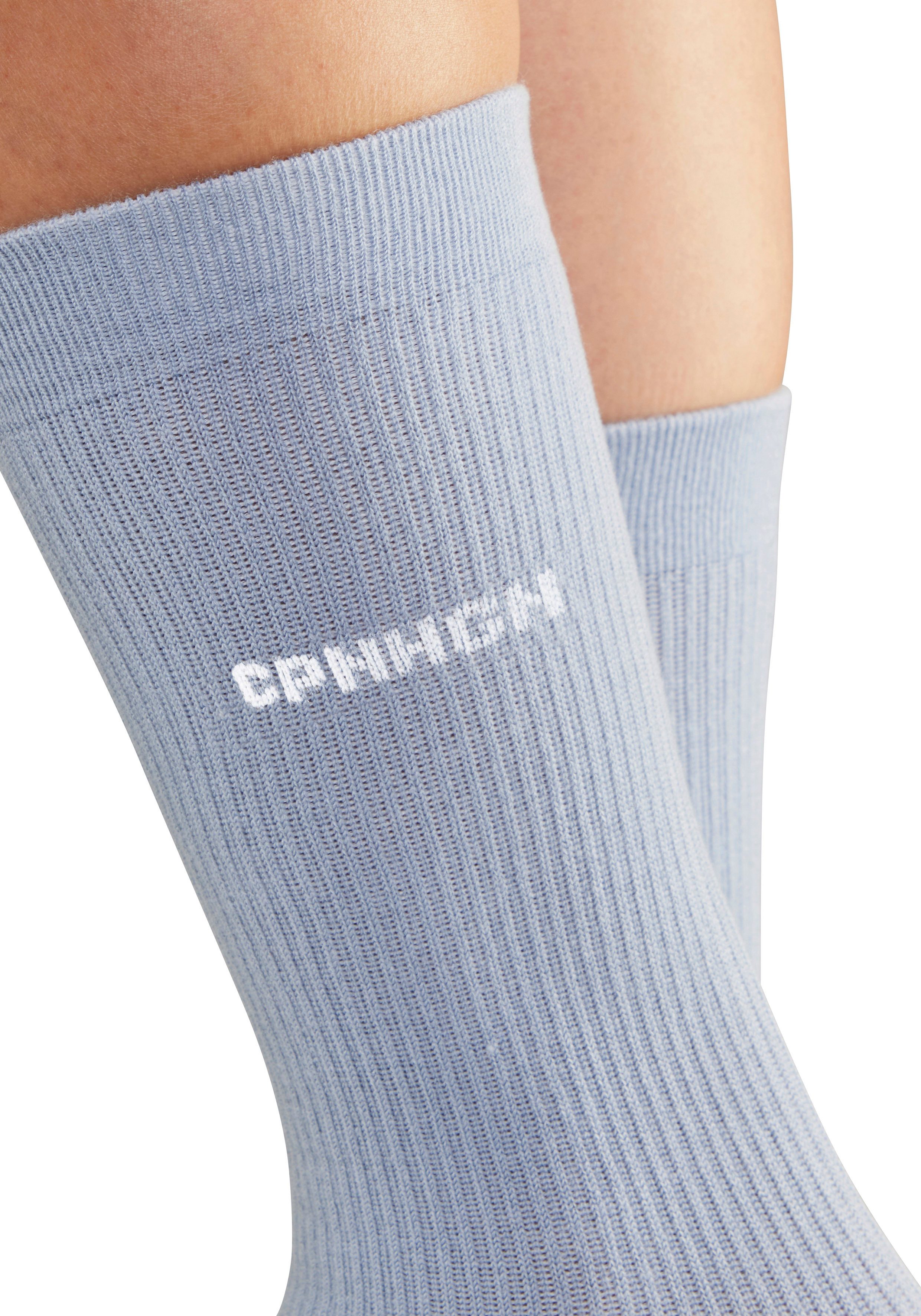 Copenhagen Studios Basic sokken met ribstructuur en borduursel (set, 3 paar)