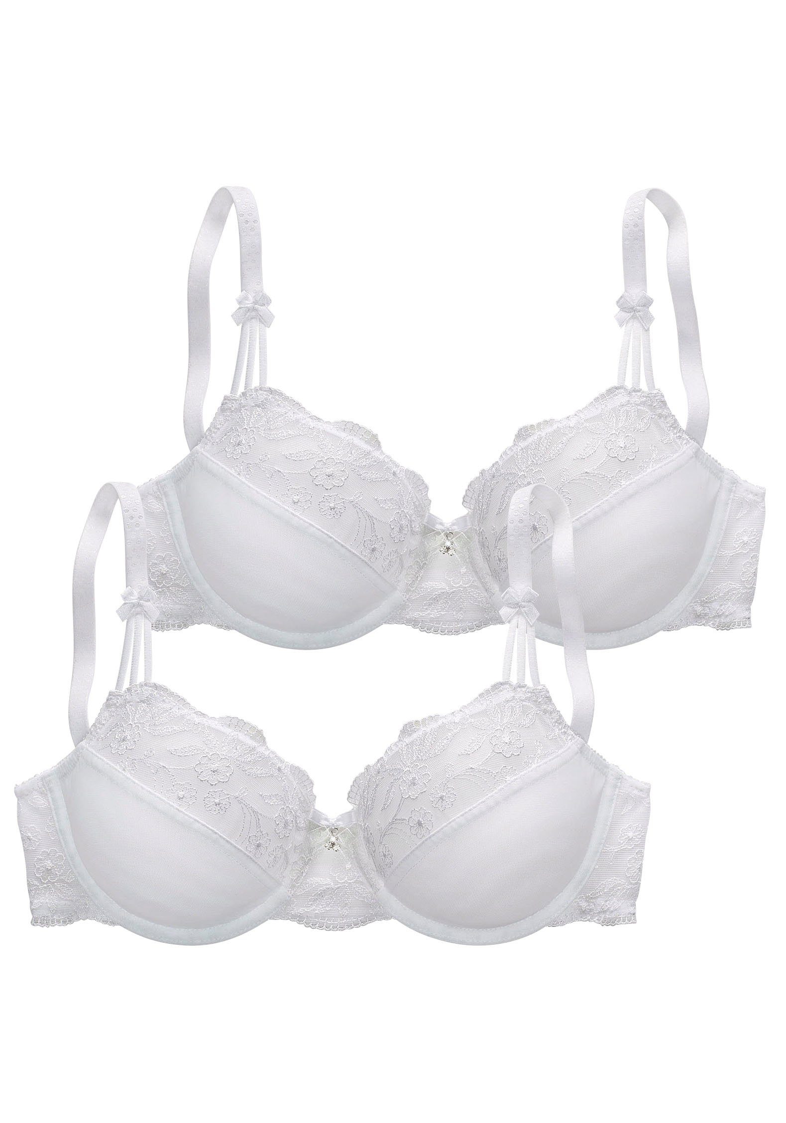 Nuance Beugel-bh met mooie borduurkant, dessous (Set van 2)