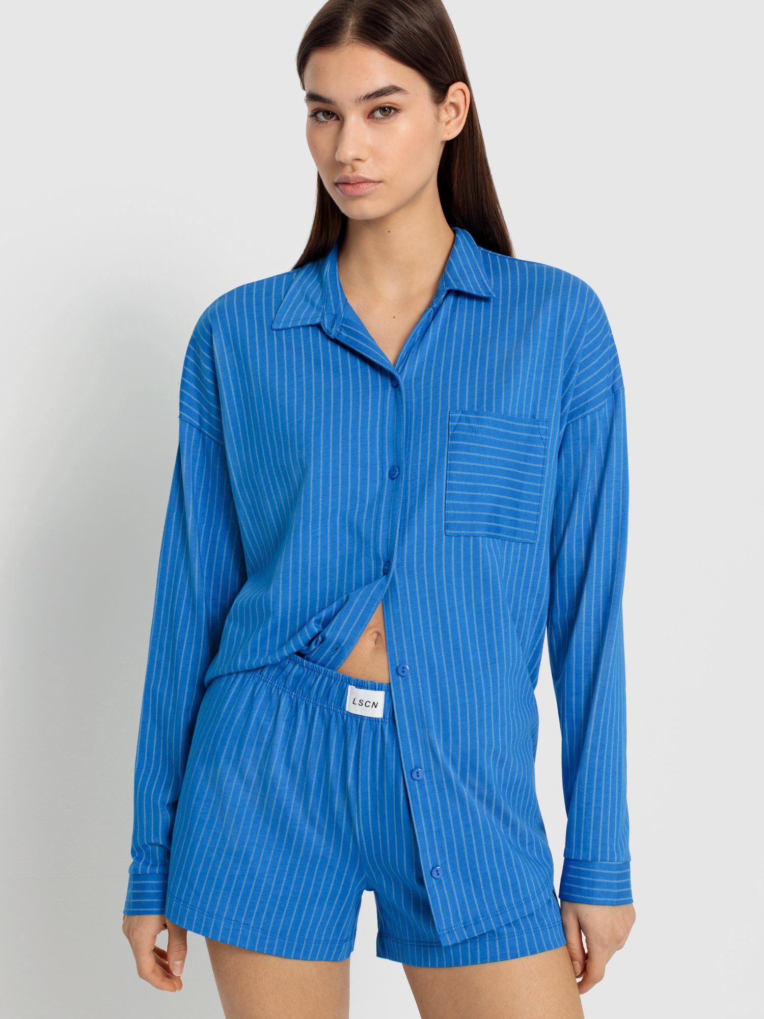 LSCN by LASCANA Shortama met mooi strepenprint (2-delig)