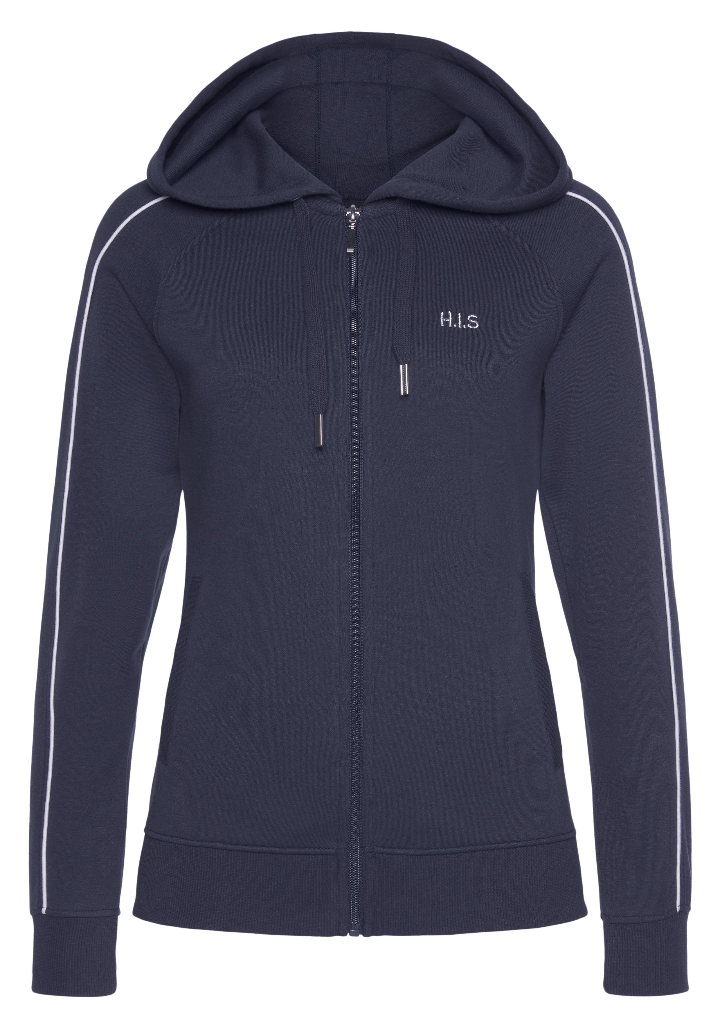 H.I.S Capuchonsweatvest met piping op de mouwen, loungepak