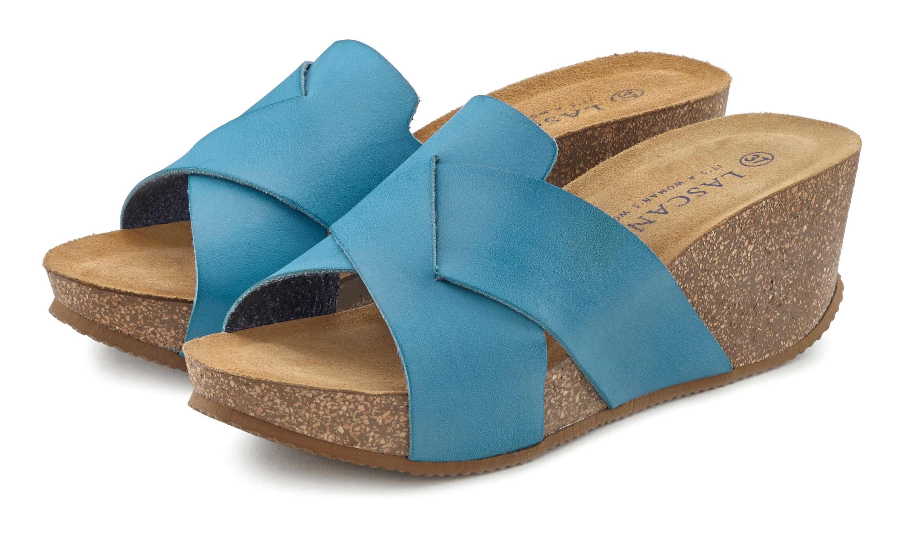 Lascana Slippers Mule, sandaal, open schoen met kurkvoetbed en sleehak