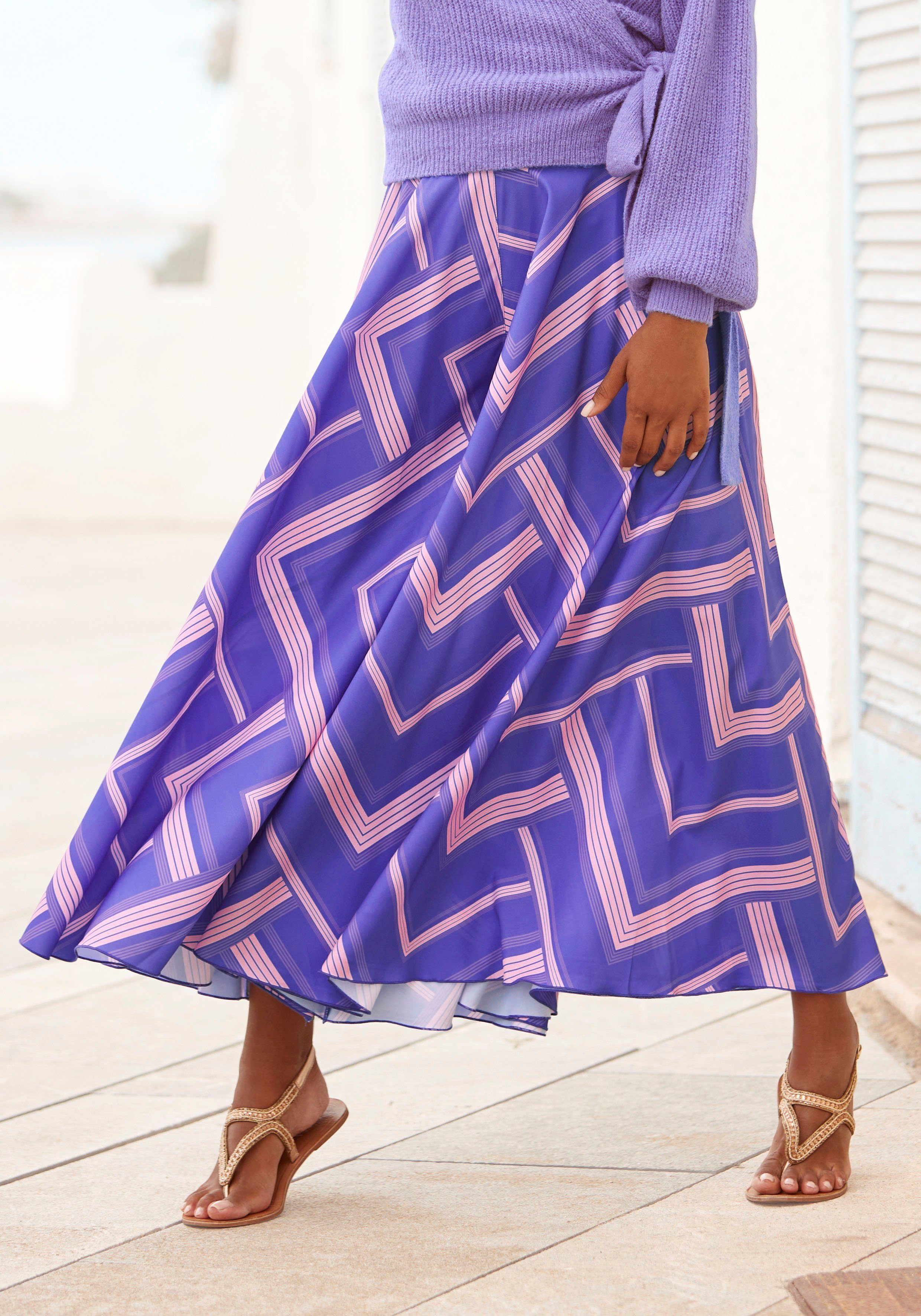 Lascana Broekrok met grafische print, culotte stijl, extra wijde pijpen