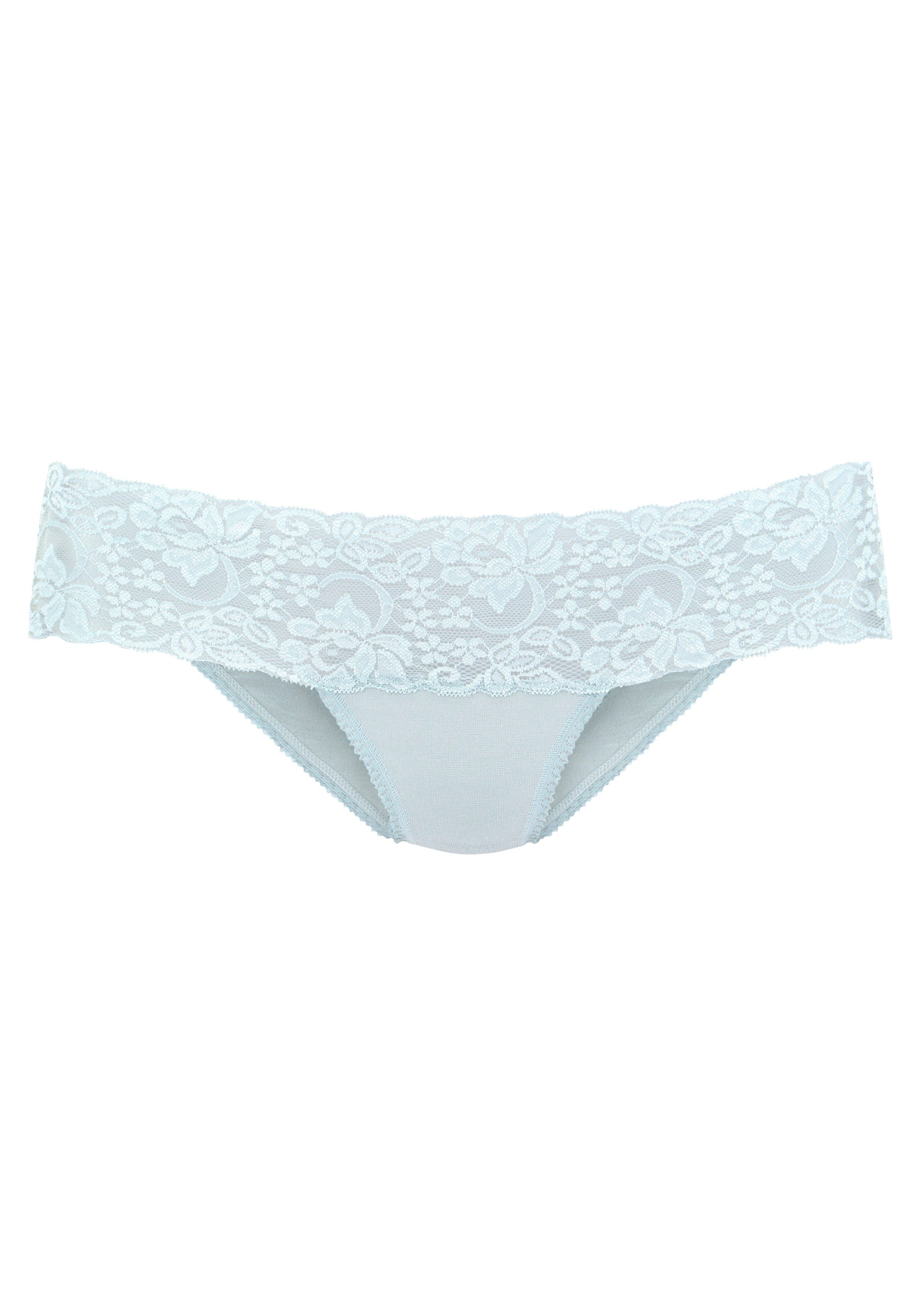 Vivance Brazilian slip van elastische katoen met florale kant (3 stuks)