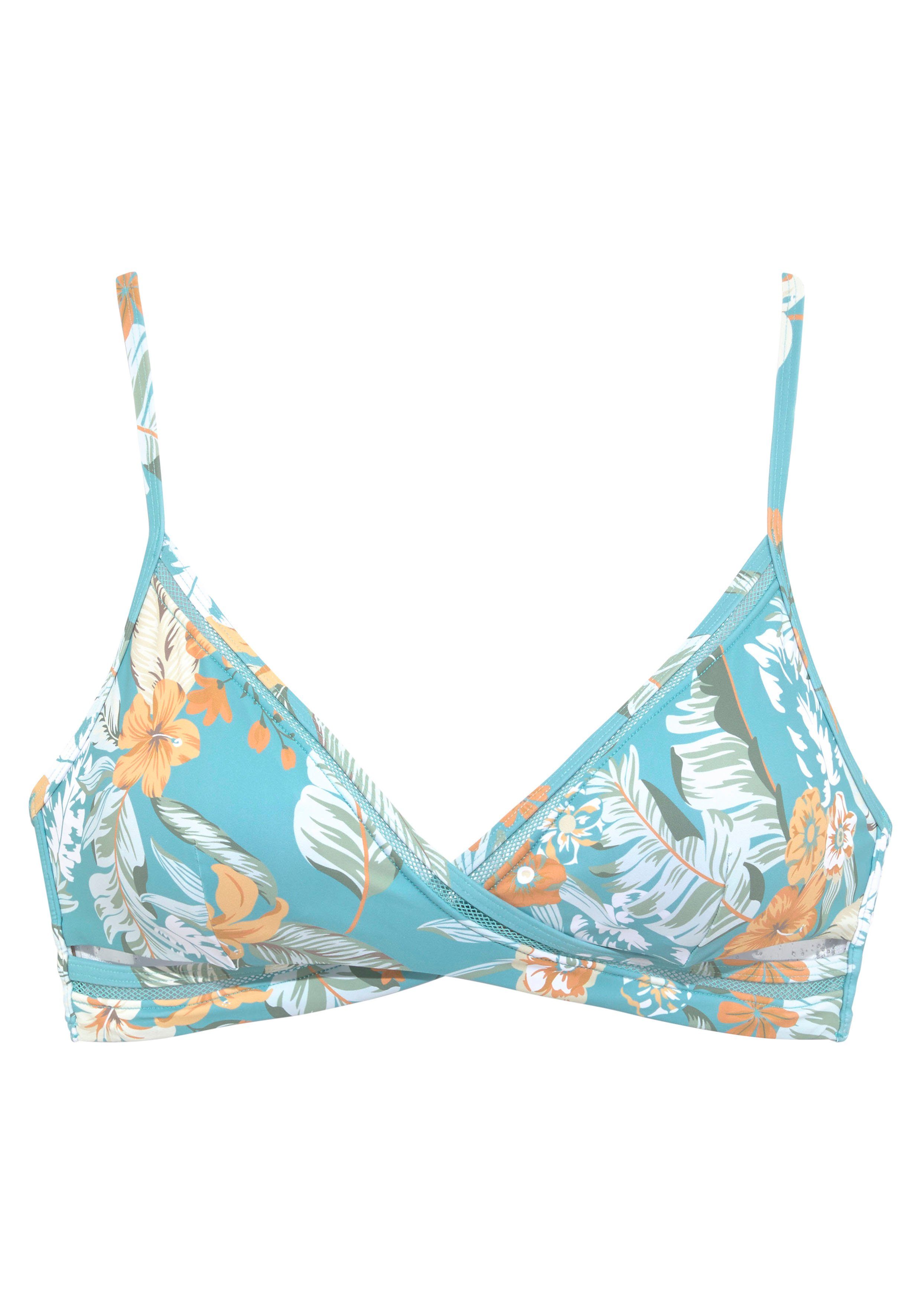 sunseeker triangel-bikinitop suva met een meshinzet en wikkel-look blauw