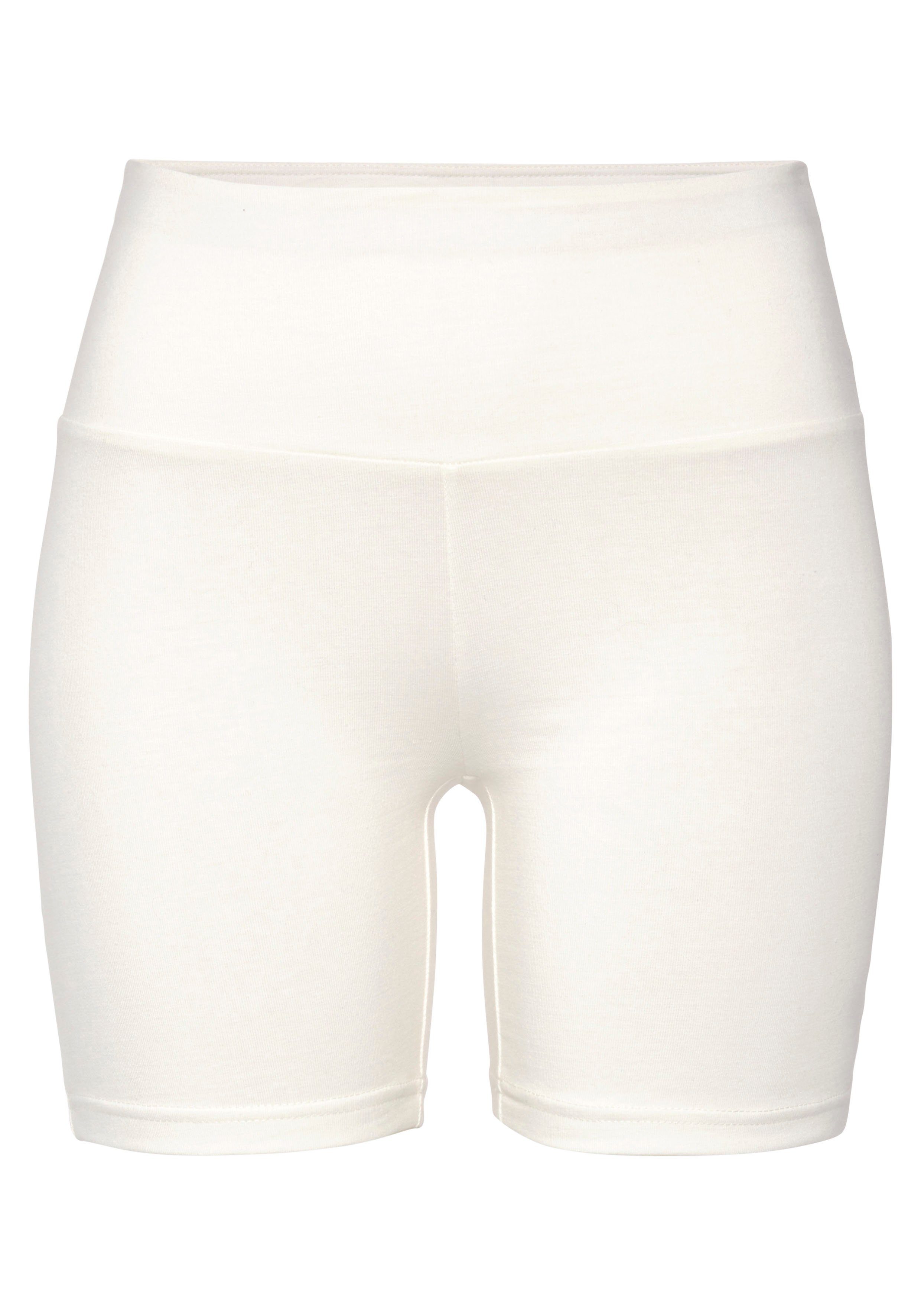 Lascana Short met brede boord en logoprint mix & match maat 32/34 wit