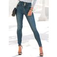 lascana high-waist jeans met goudkleurige knopen blauw