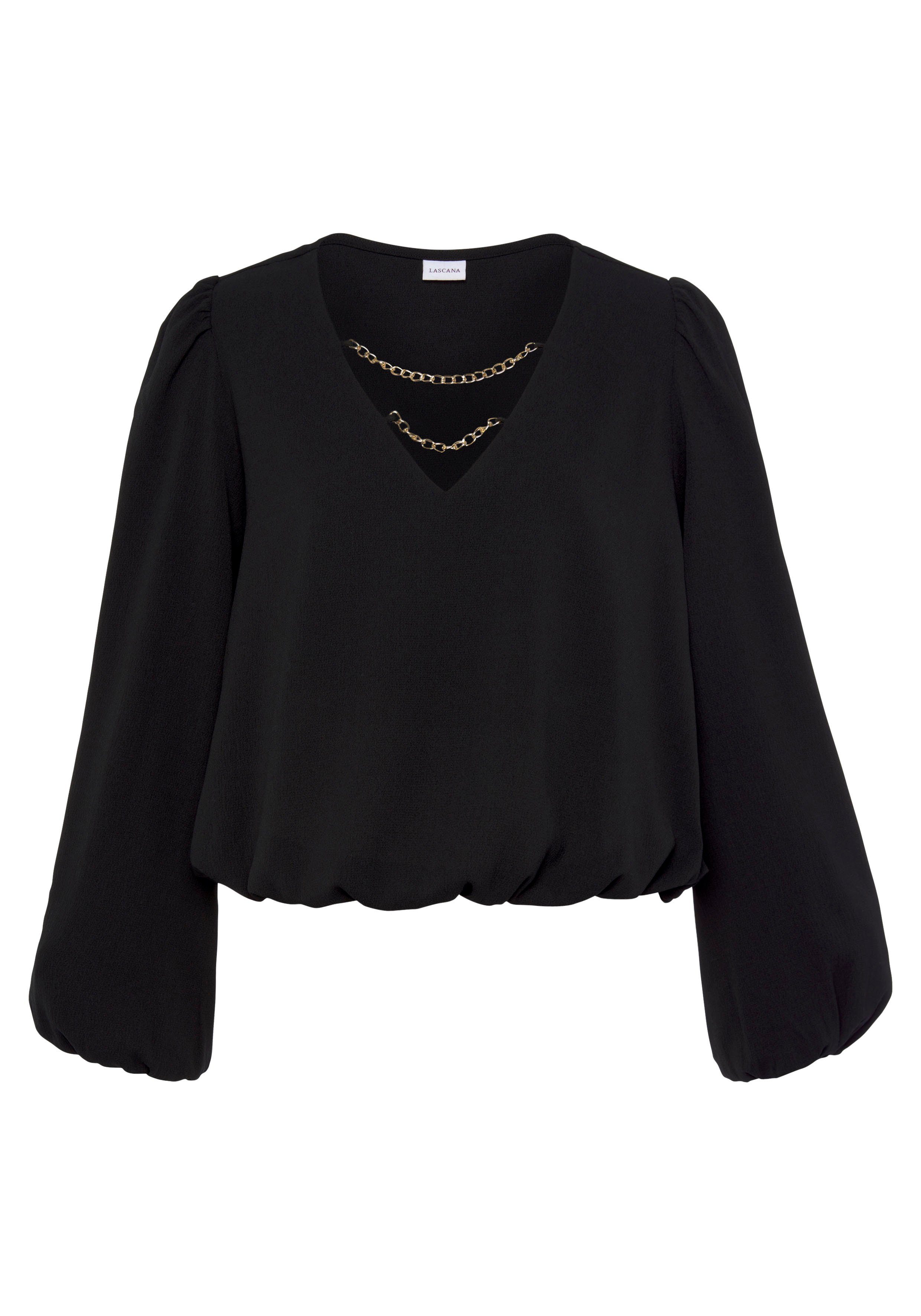 Lascana Blouse zonder sluiting met kettingdetails, elegante damesblouse, modieus, feestelijk