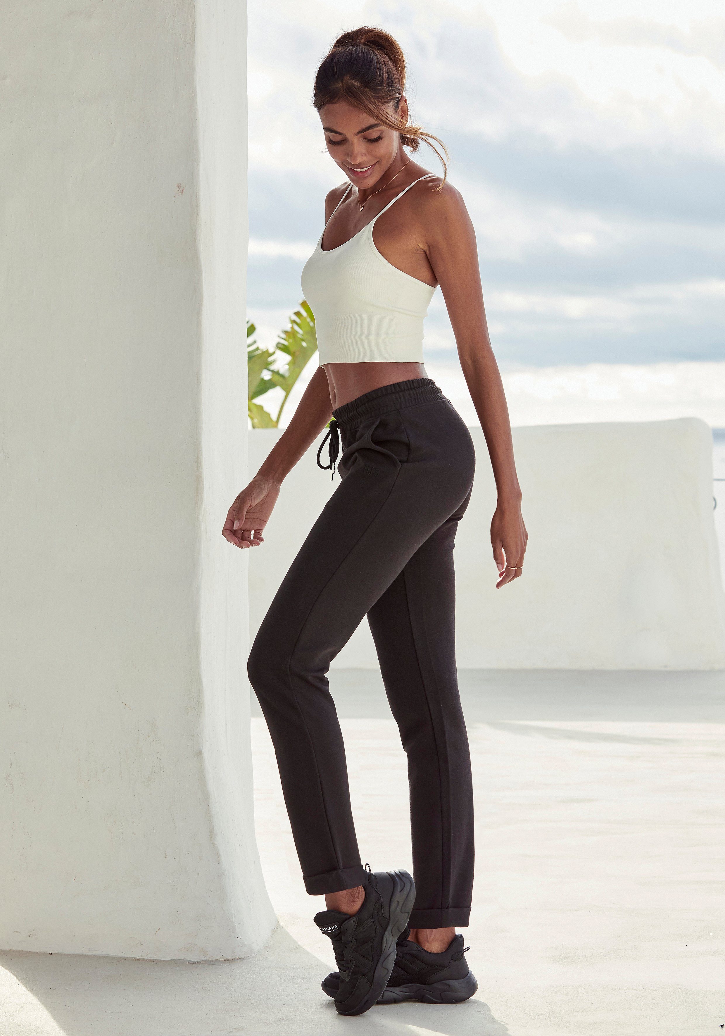 H.I.S Sweatbroek / relaxbroek / sweatbroek Slipbroek met kleine omslag aan de zoom, loungewear