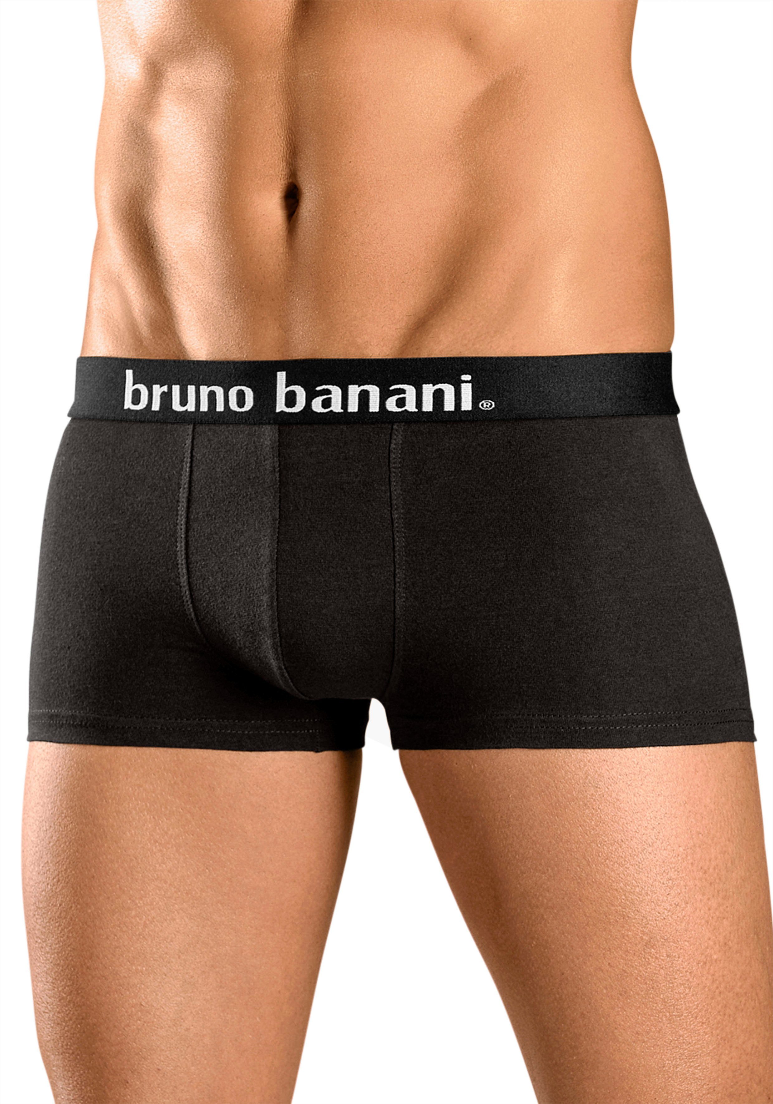 Bruno Banani Hipster strak zittende boxershorts in uni of gemusterd van katoenmix (set, 4 stuks) heren maat M zwart