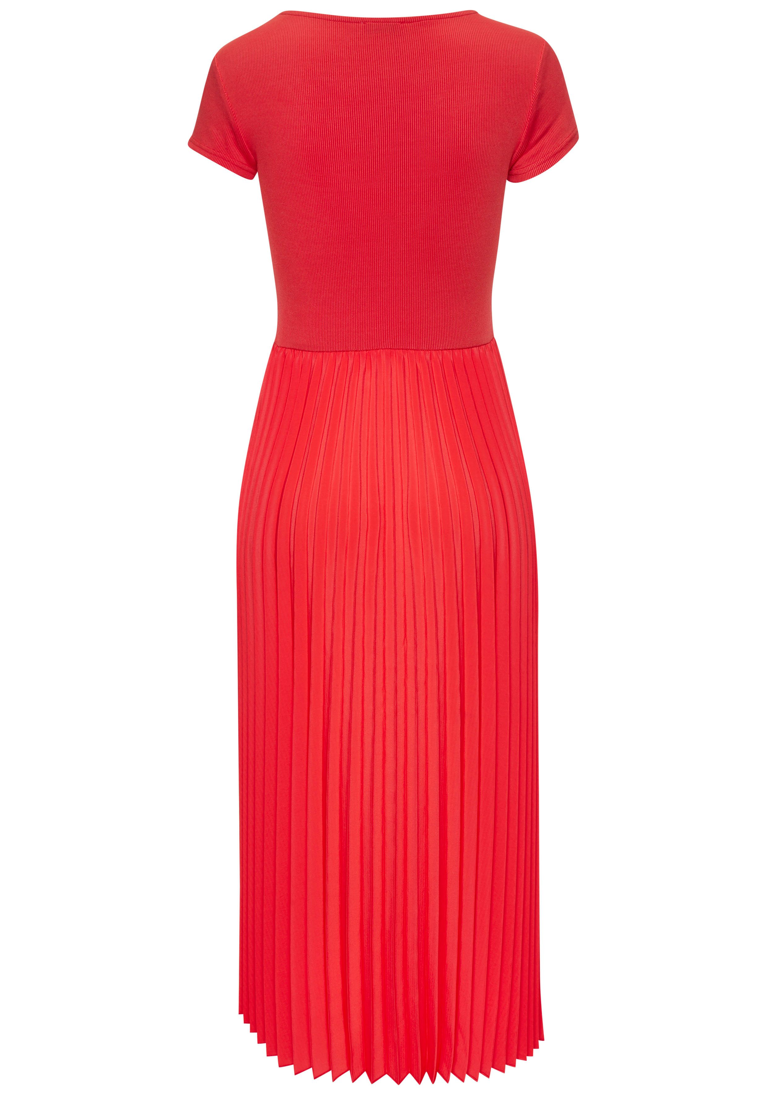 Lascana Midi-jurk met plissé rokdeel, basic, modieus