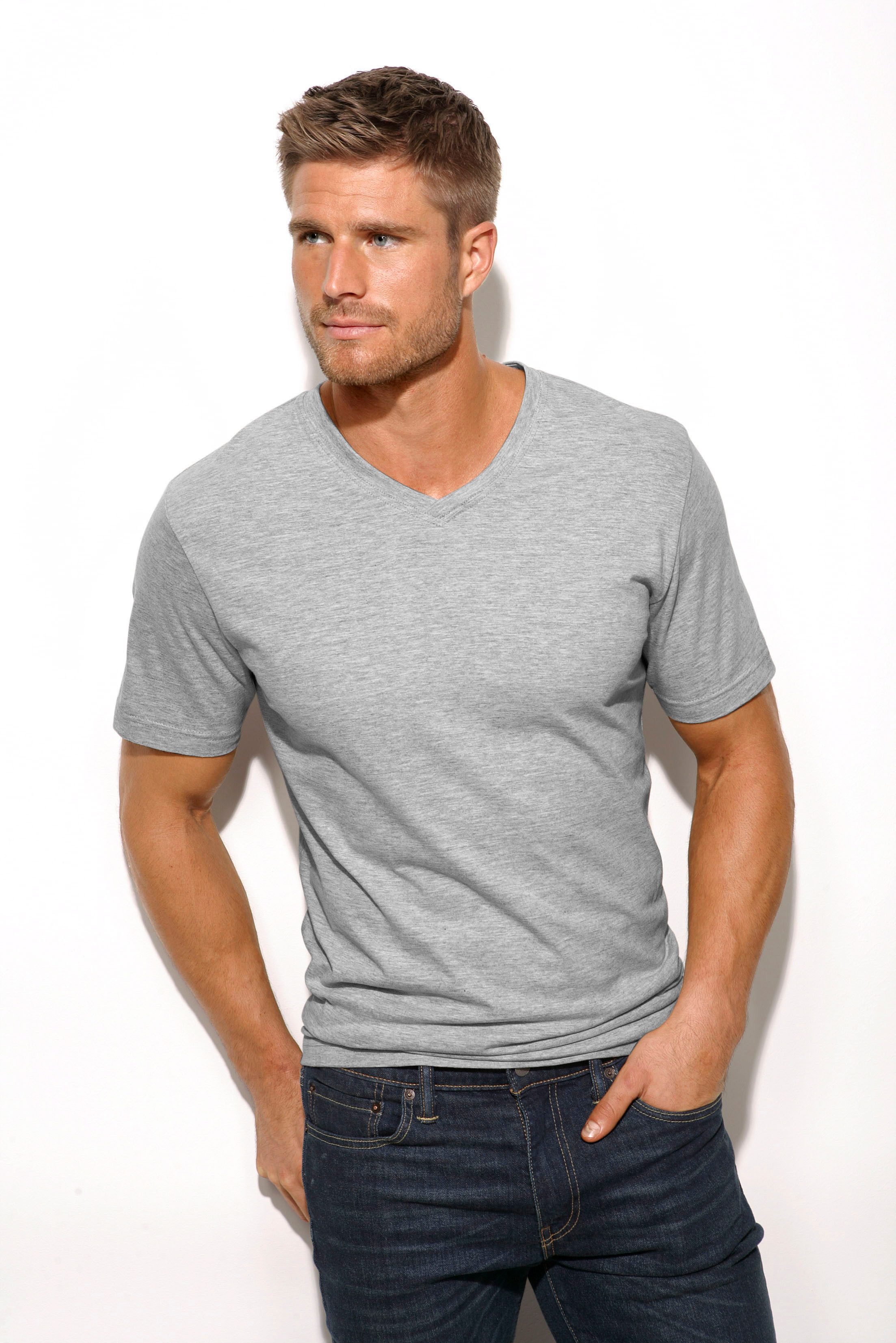 H.I.S T-shirt met v-hals van katoen, onderhemd, t-shirt (set, 3-delig)