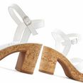 lascana sandaaltjes van leer met blokhak wit