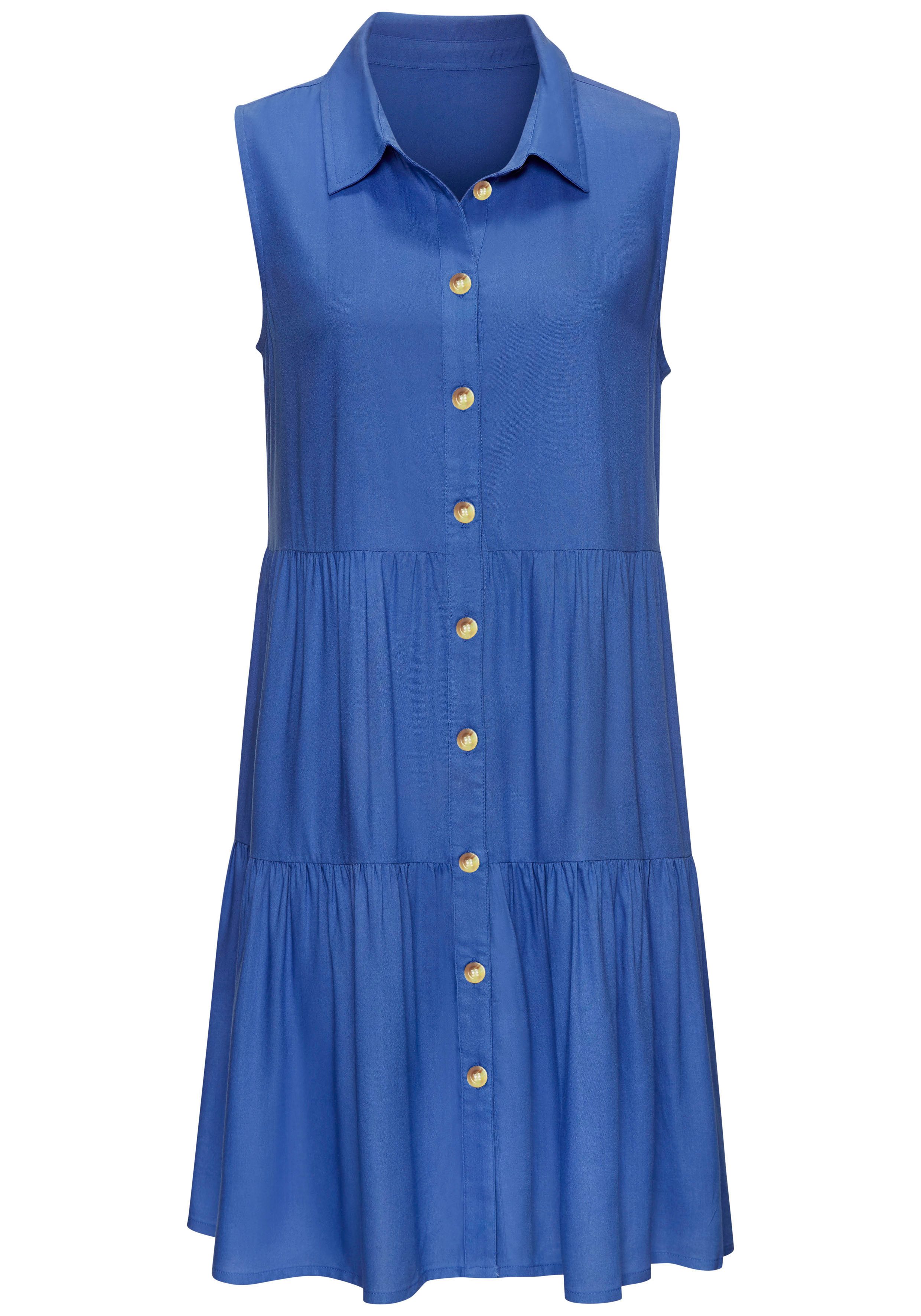 Vivance Zomerjurk van geweven viscose, blousejurk met knoopsluiting en overhemdkraag