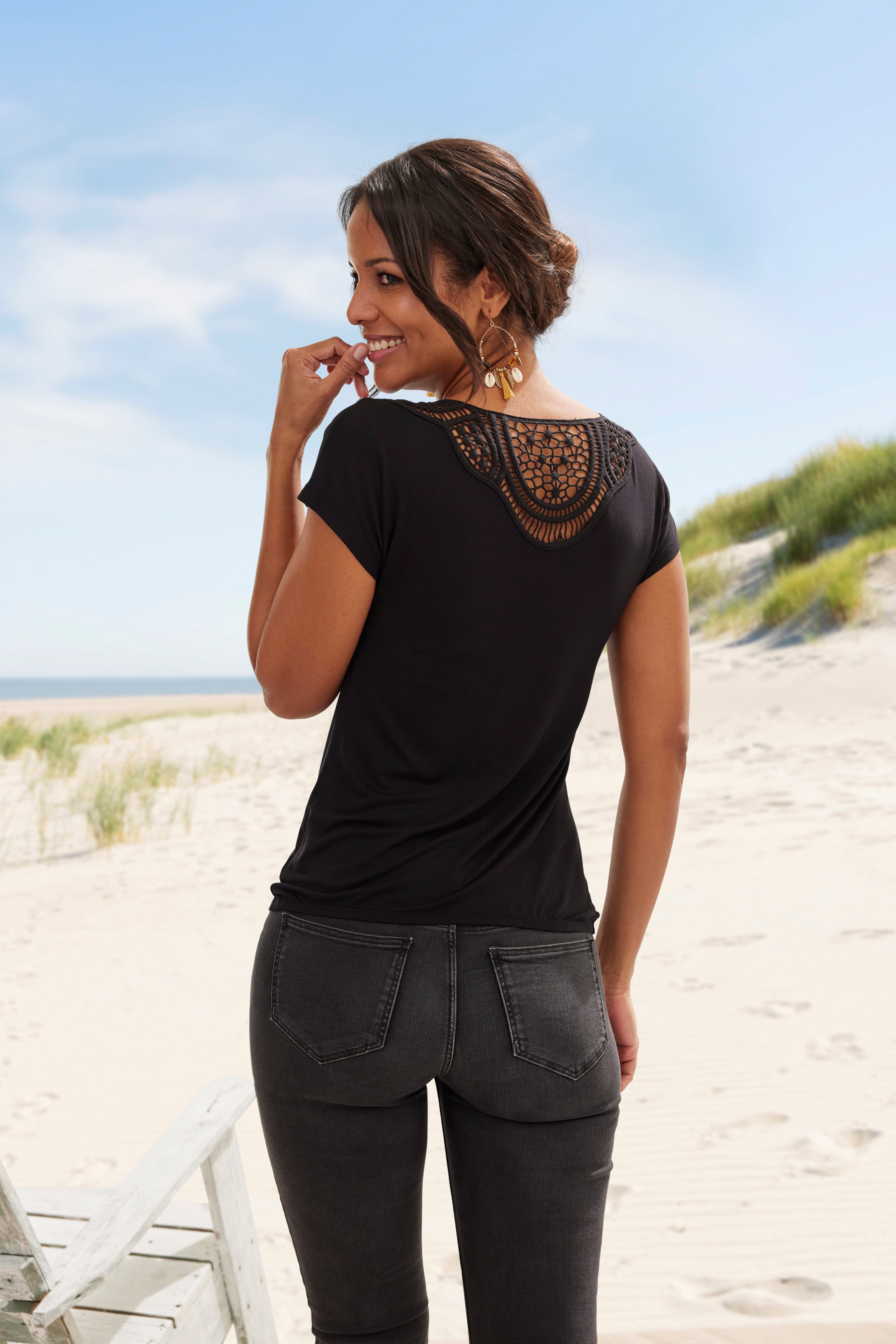 Vivance Shirt met korte mouwen Met haakwerk aan de achterkant (Set van 2)