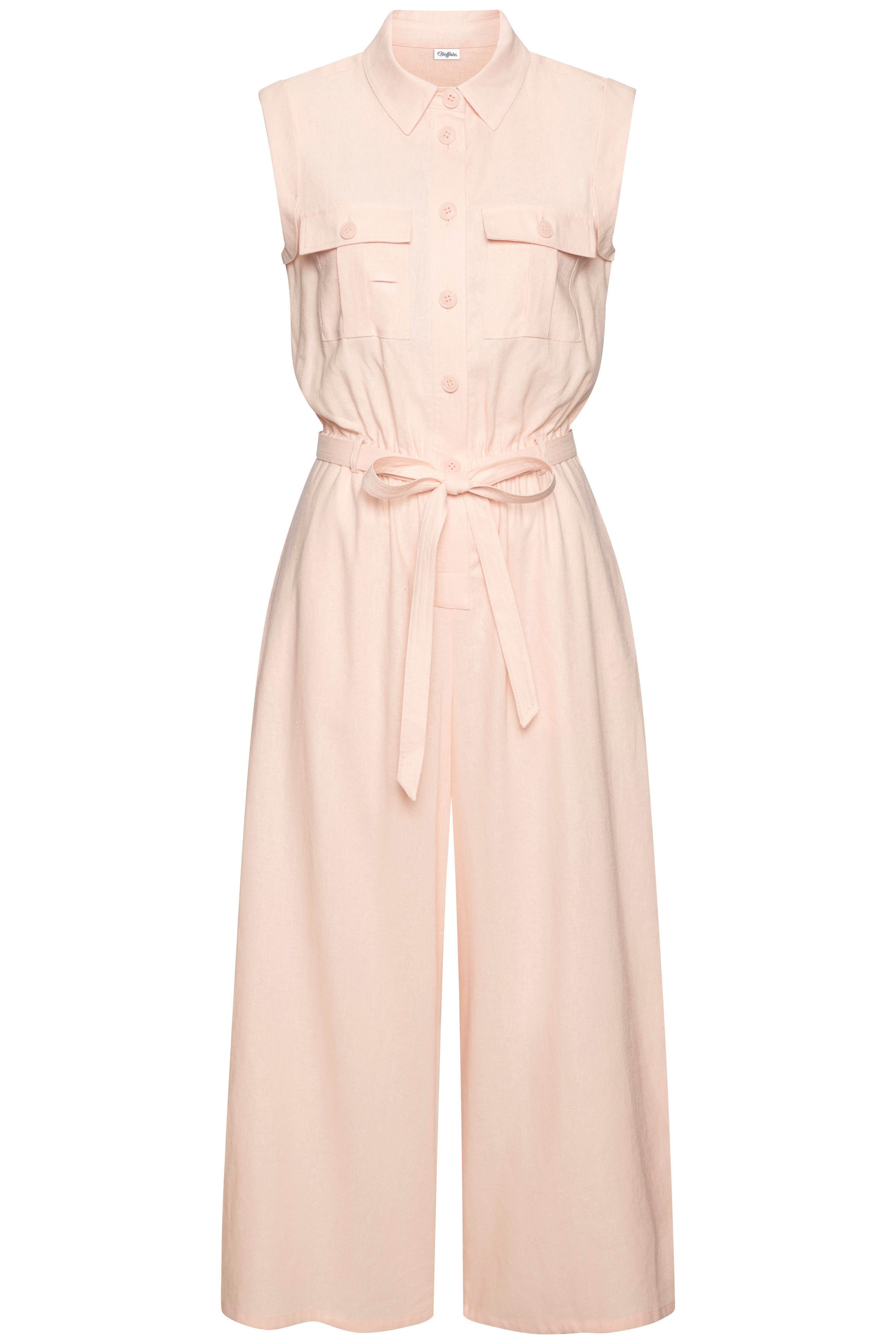 Buffalo Jumpsuit van linnenmix, zomerse jumpsuit met zakken (Met een bindceintuur) jumpsuits maat 38 oranje