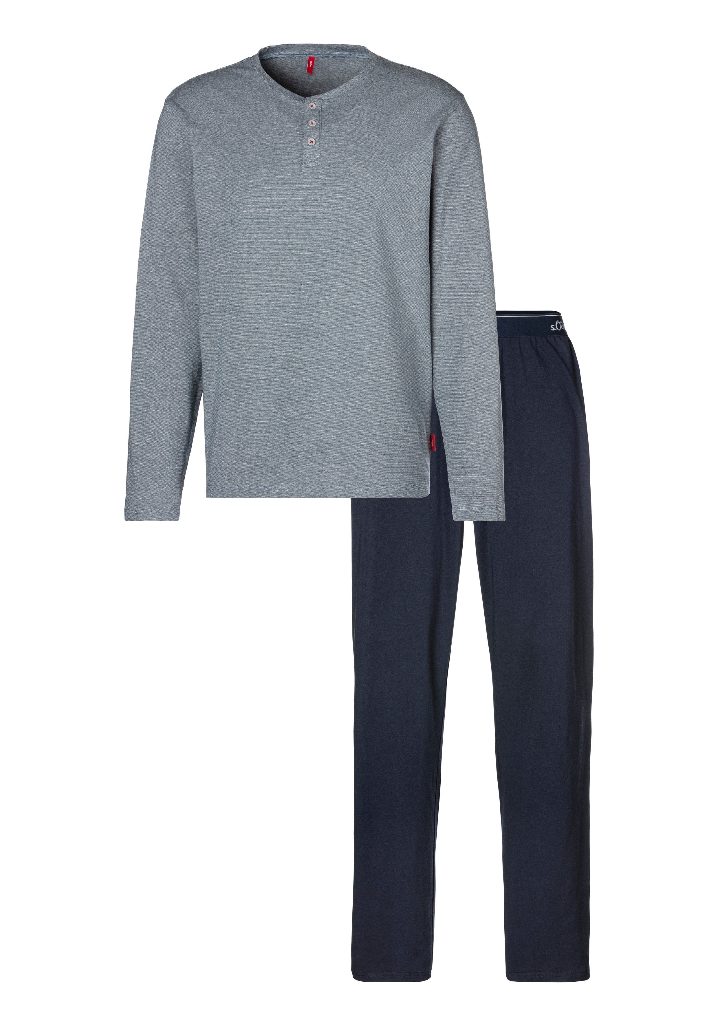 s.Oliver RED LABEL Beachwear Pyjama Pyjama met knopenrij (2-delig, 1 stuk) heren maat 60/62 blauw
