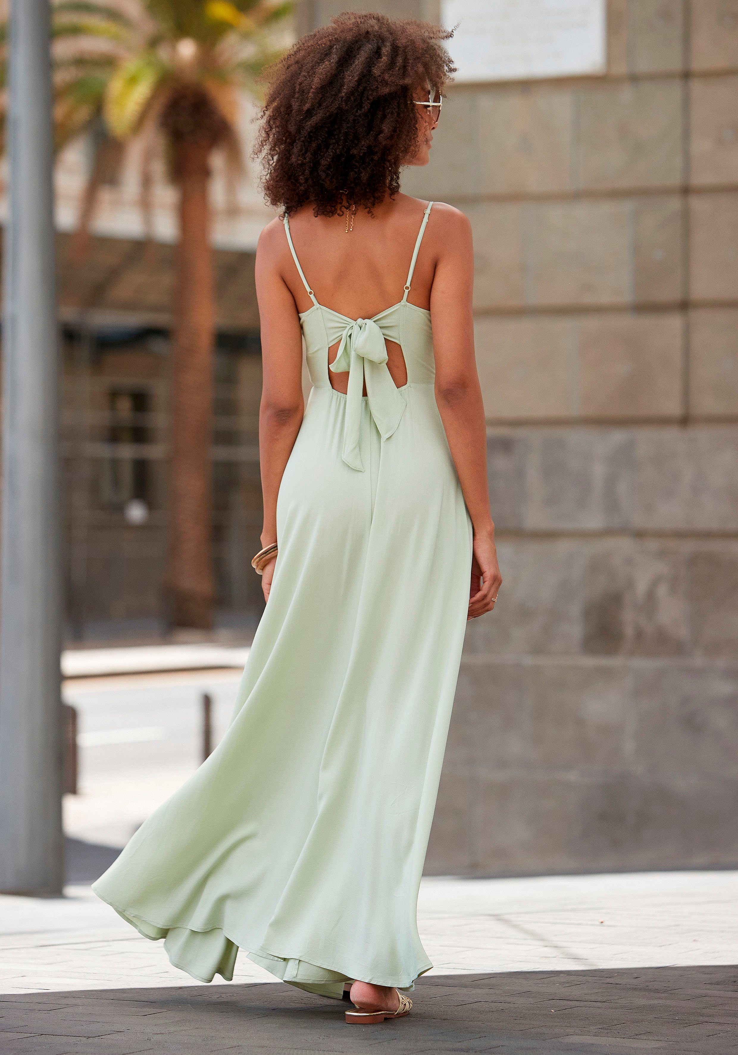 Lascana Maxi-jurk van geweven viscose, cut-outs op de rug, zomerjurk