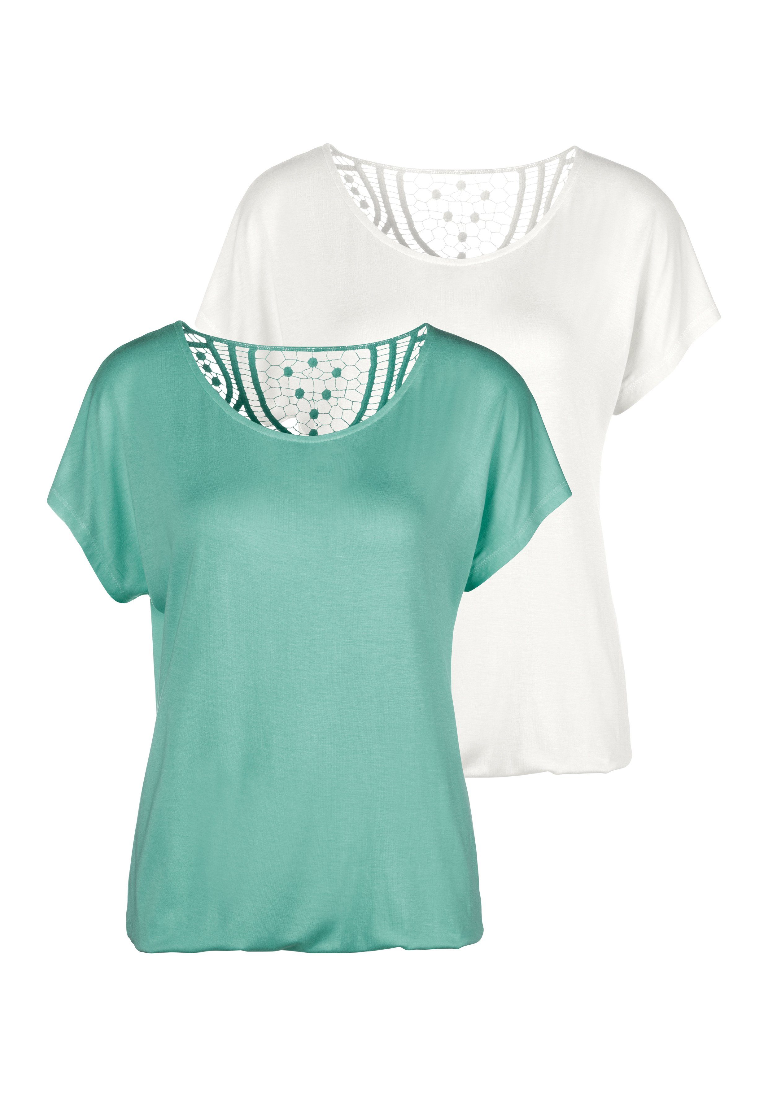 Vivance Shirt met korte mouwen Met haakwerk aan de achterkant (Set van 2)