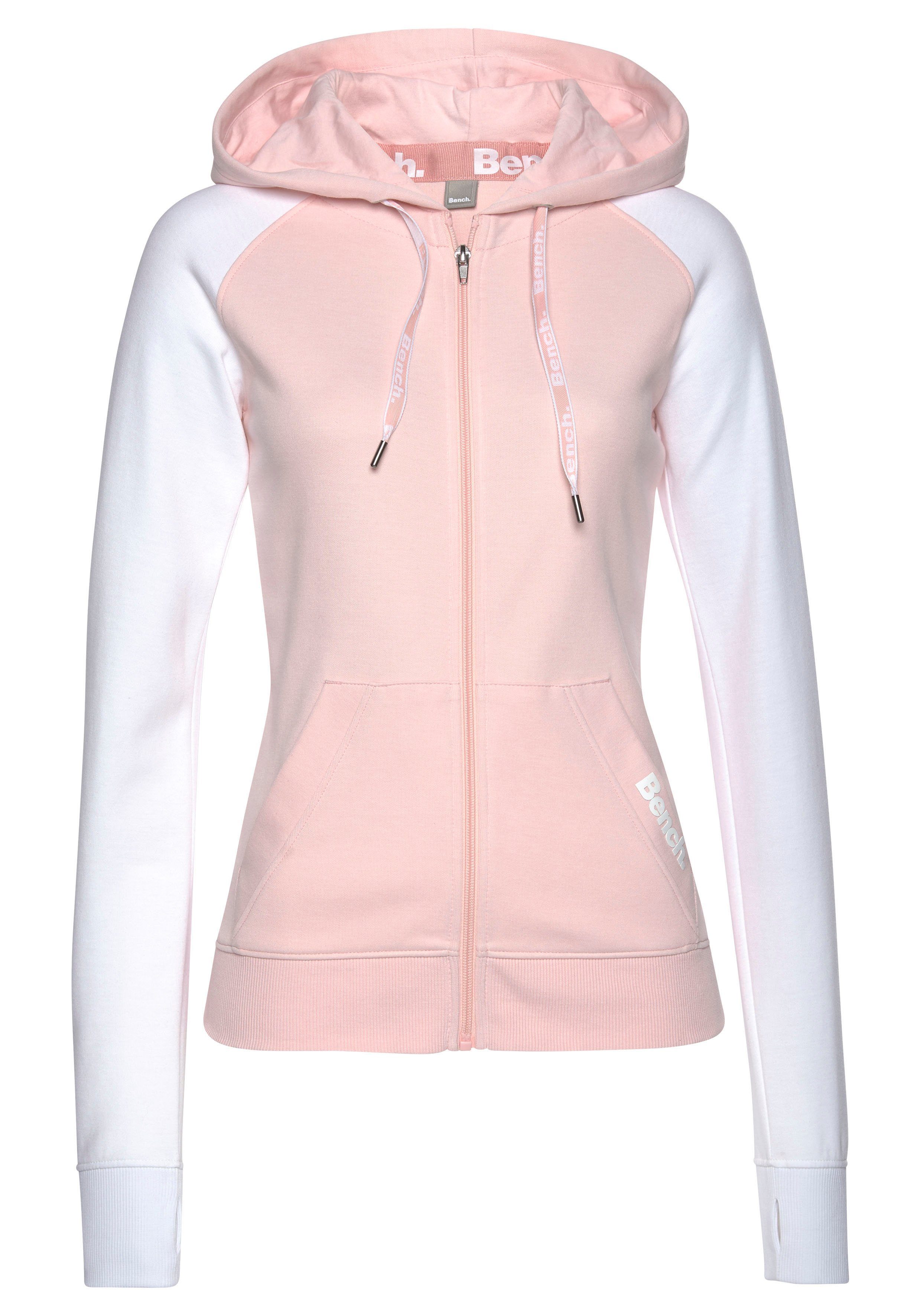 Bench. Loungewear Capuchonsweatvest met kleurafgebakende mouwen, loungepak tops & hoodies maat 44/46 roze