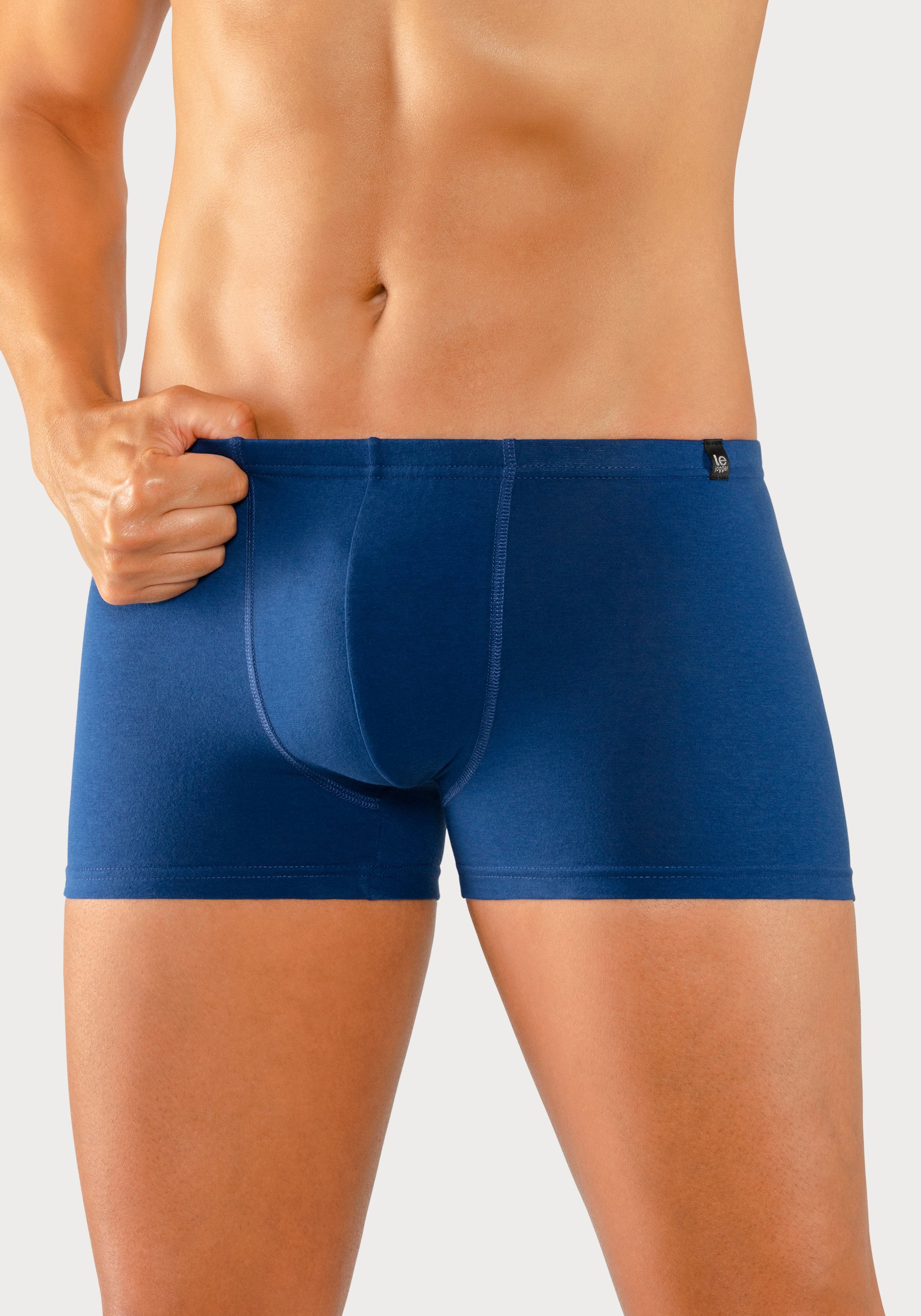 le jogger® Boxershort voor heren smalle taille met merkembleem (set, 3 stuks) heren maat S (4) blauw