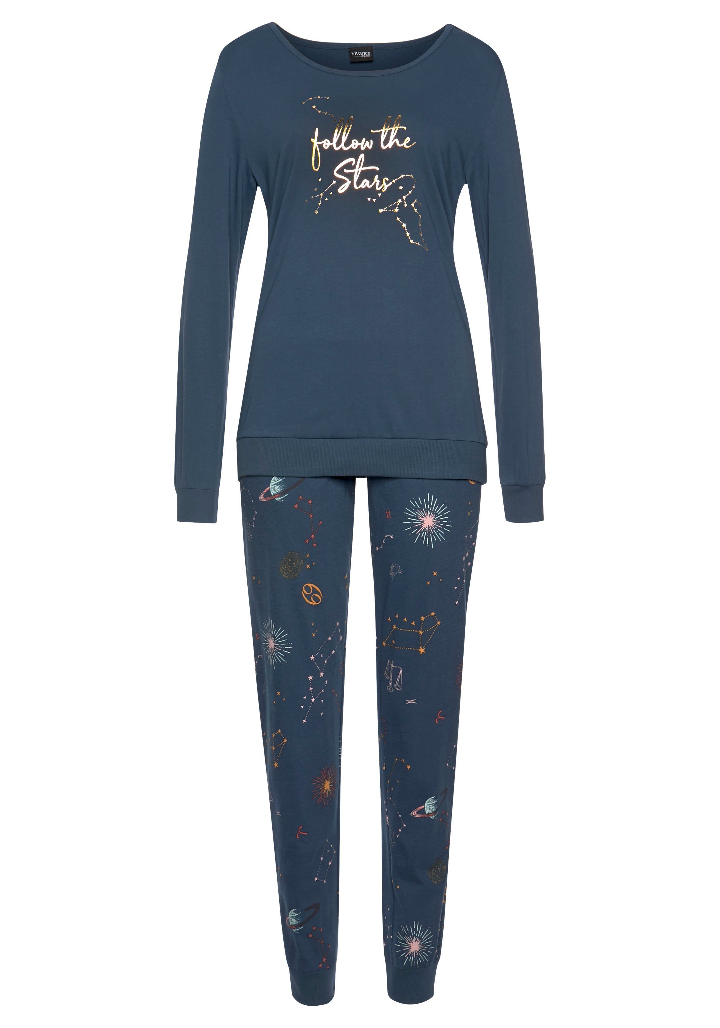 Vivance Dreams Pyjama met galaxy-print (2-delig, 1 stuk)