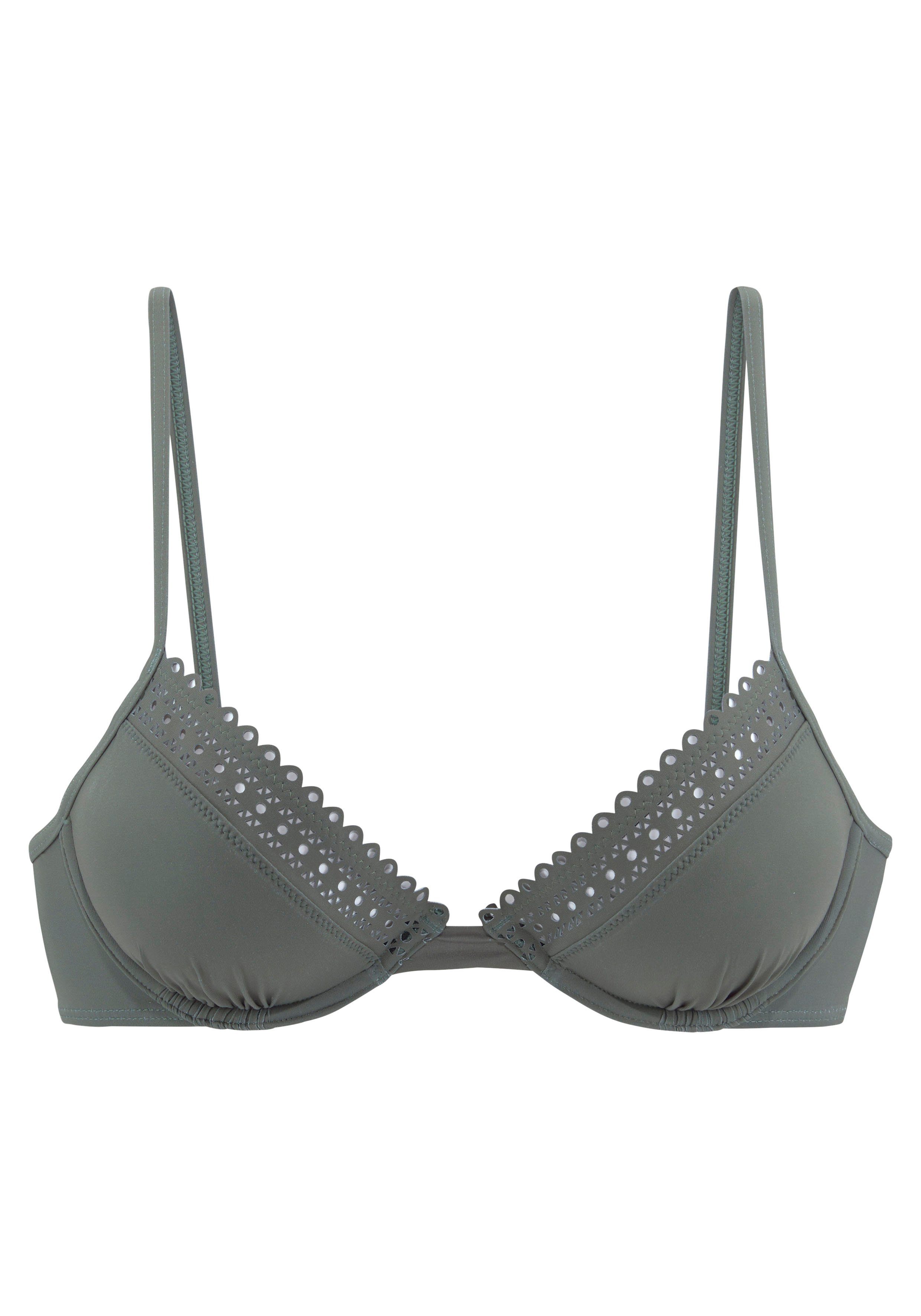 s.Oliver RED LABEL Beachwear Bikinitop met beugels Aiko met gehaakte look beugel bikini's maat D D groen