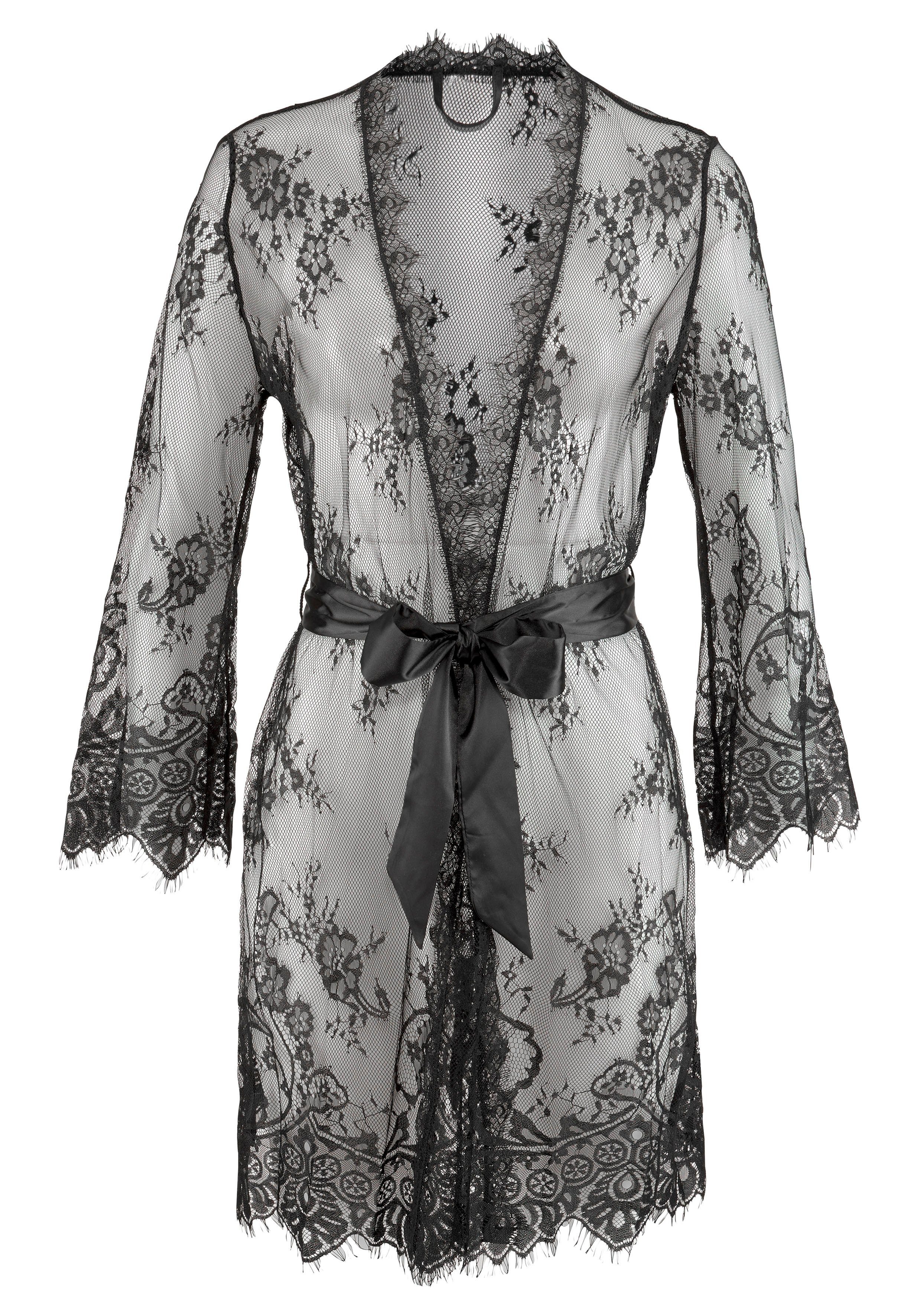 Lascana Kimono van transparante eyelash-kant, sexy lingerie, lingerie