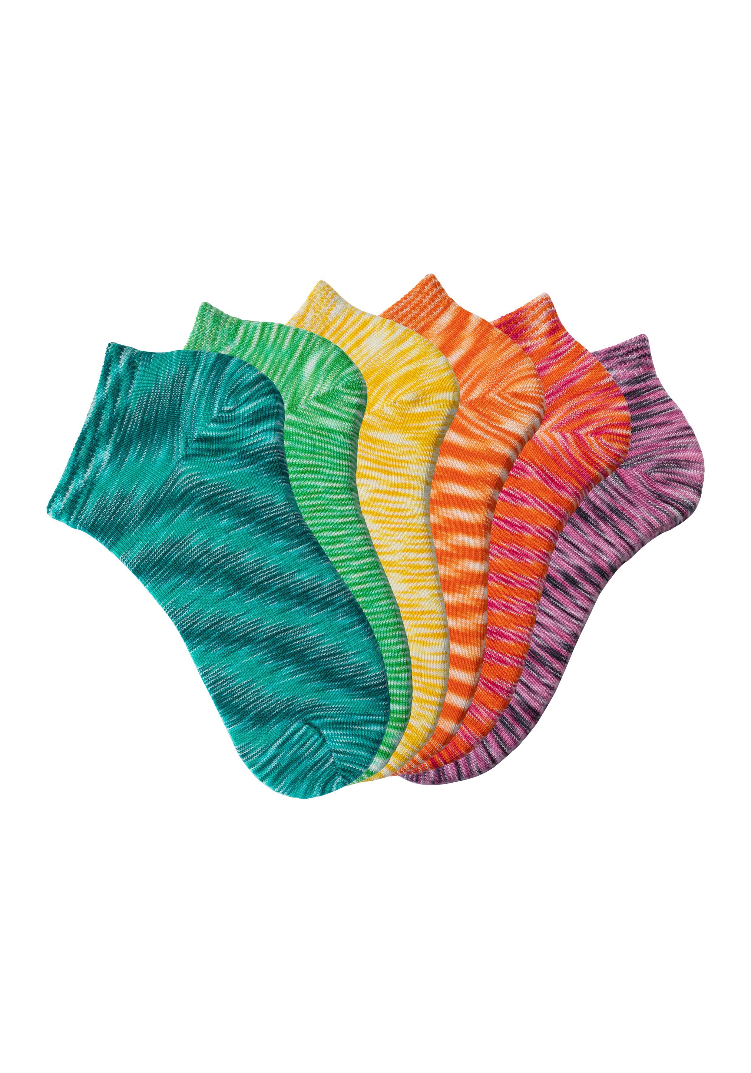H.I.S Sneakersokken met gekleurd garen (set, 6 paar) sokken maat 35-38 multicolor