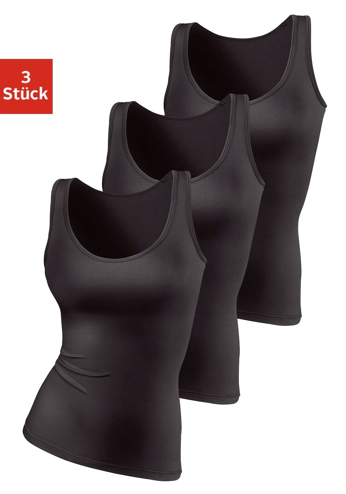 vivance active Hemd van zachte microvezel, tanktop, onderhemd (Set van 3)