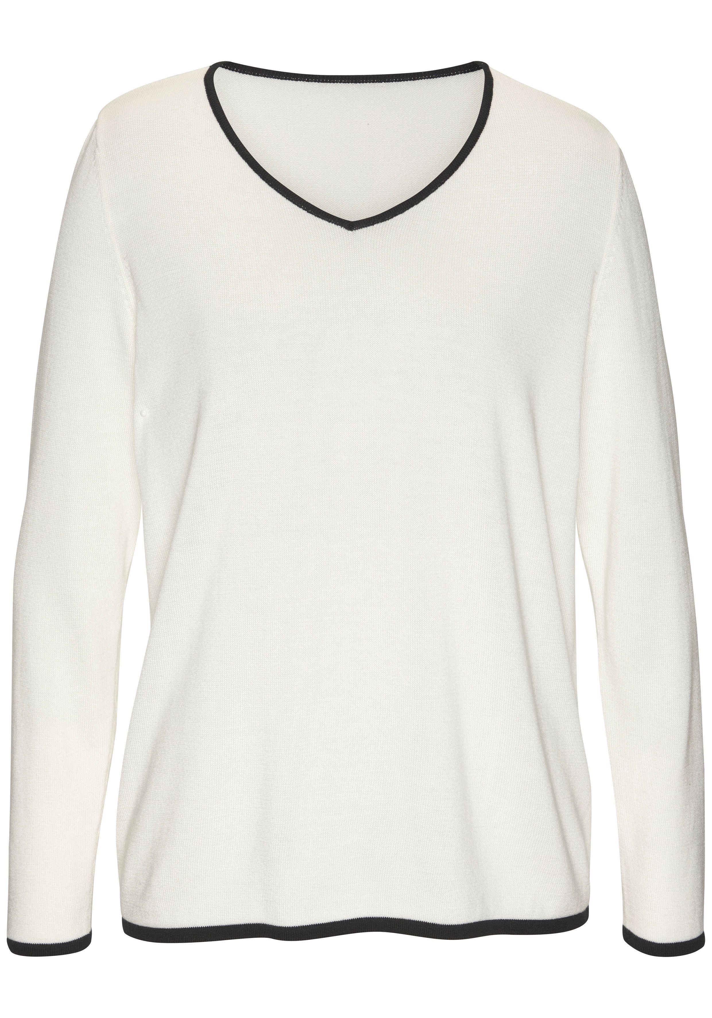 Vivance Trui met V-hals met contrastranden, casual