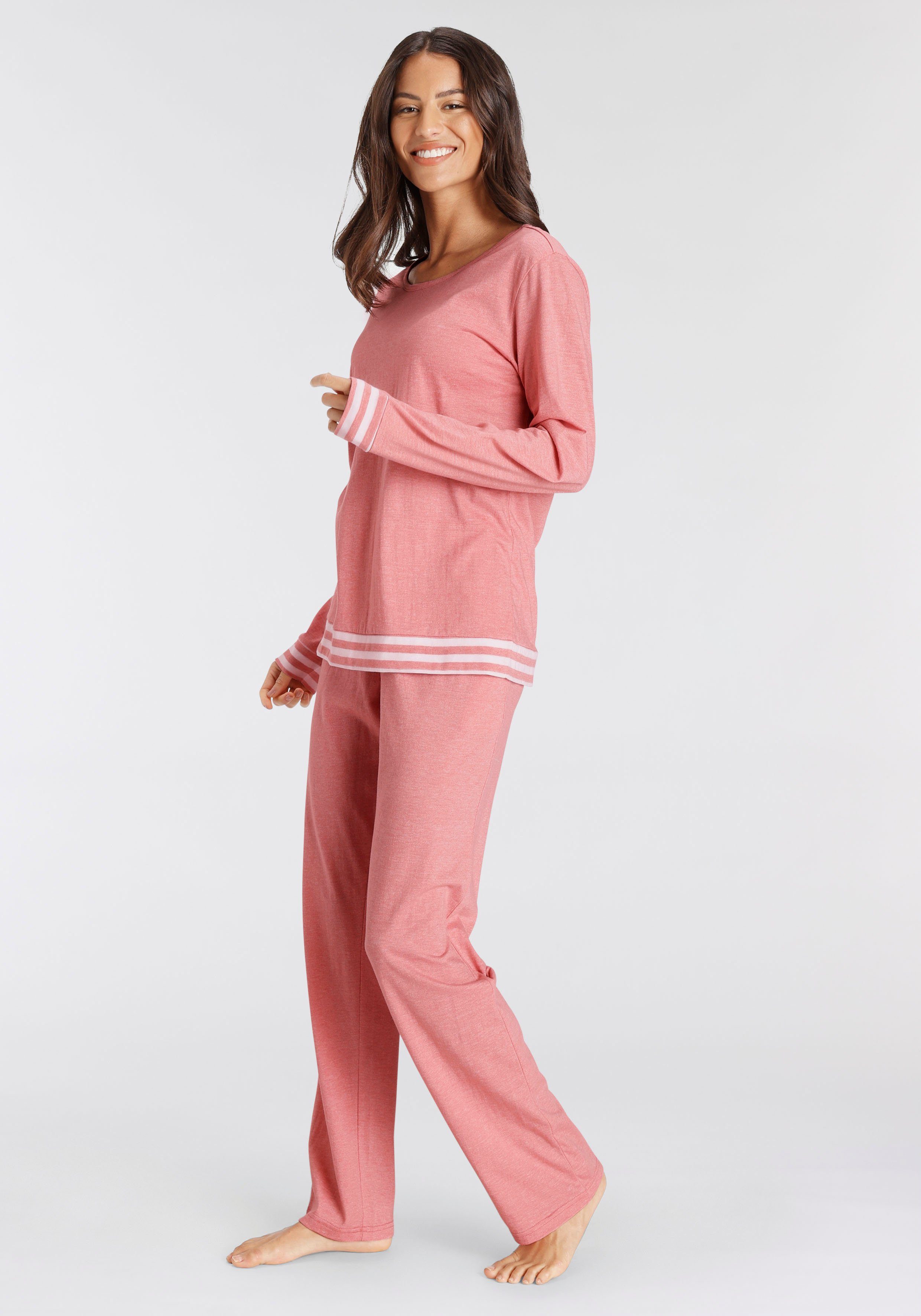 Vivance Dreams Pyjama met gestreepte boorden (2-delig)