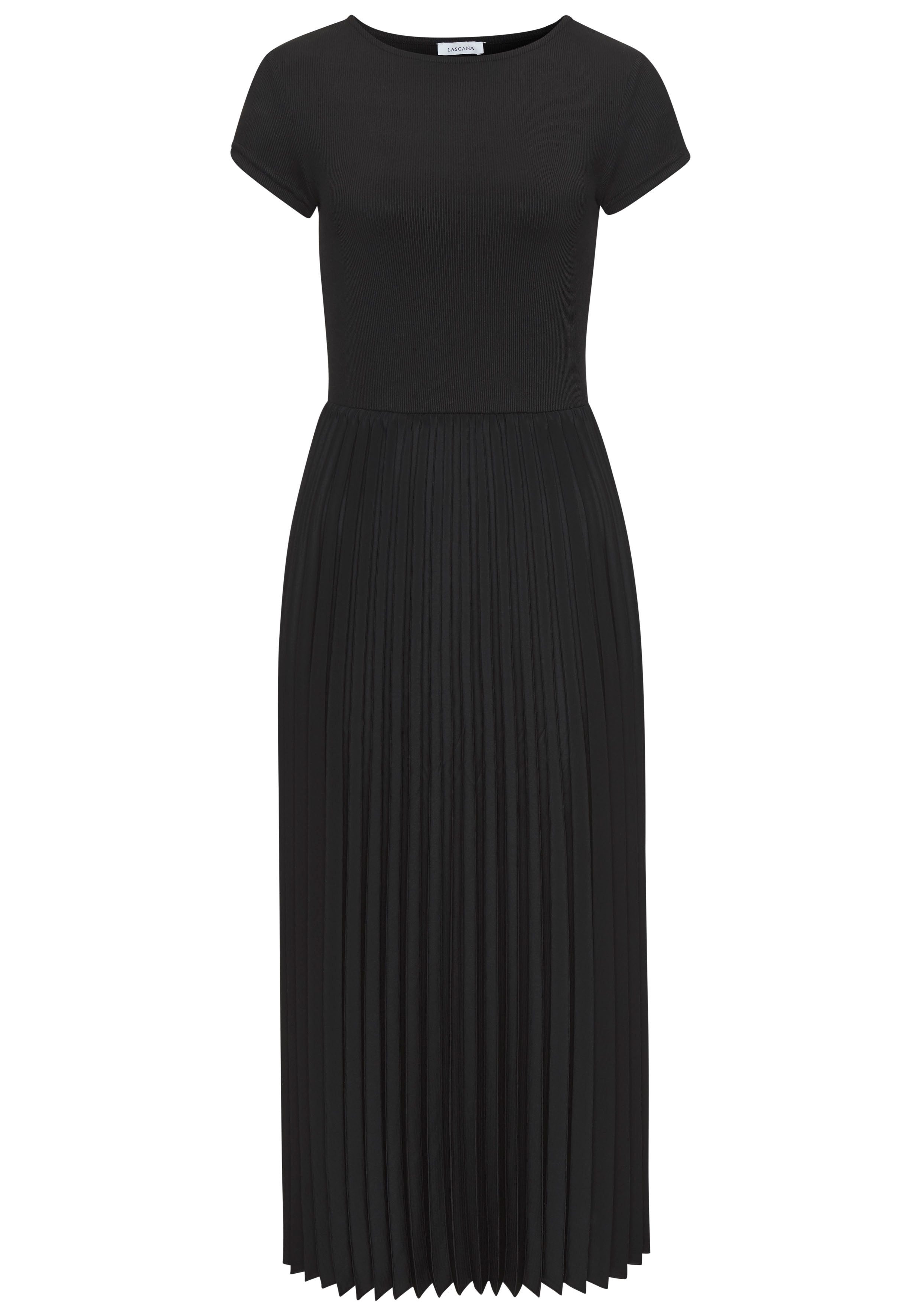 Lascana Midi-jurk met plissé rokdeel, basic, modieus